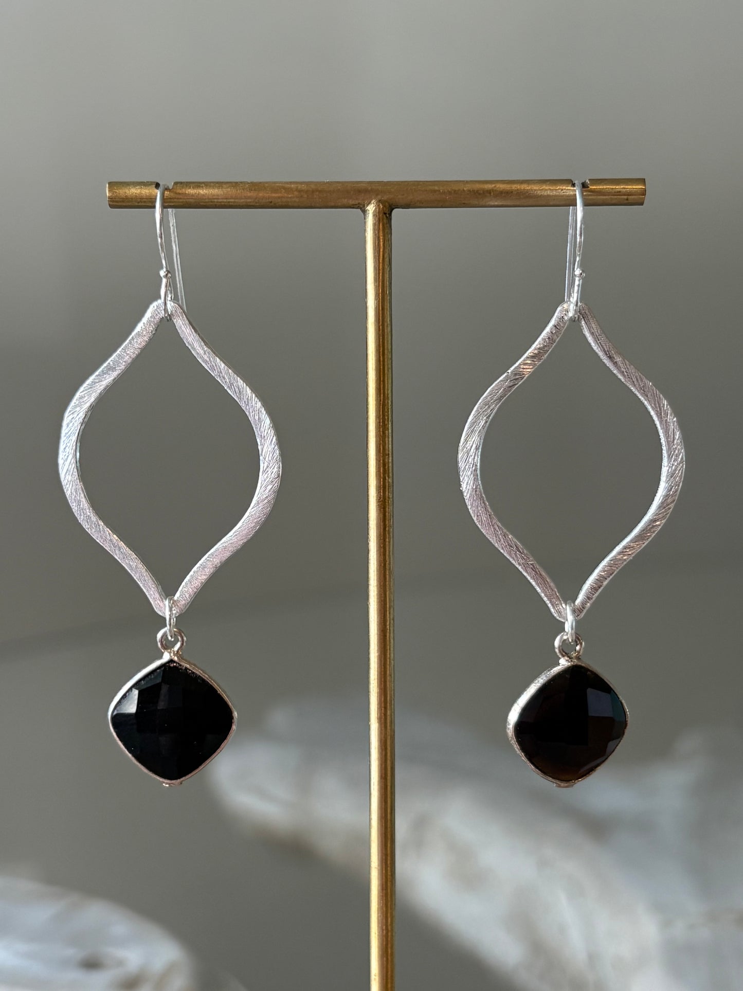 Black Onyx Marquise Earrings