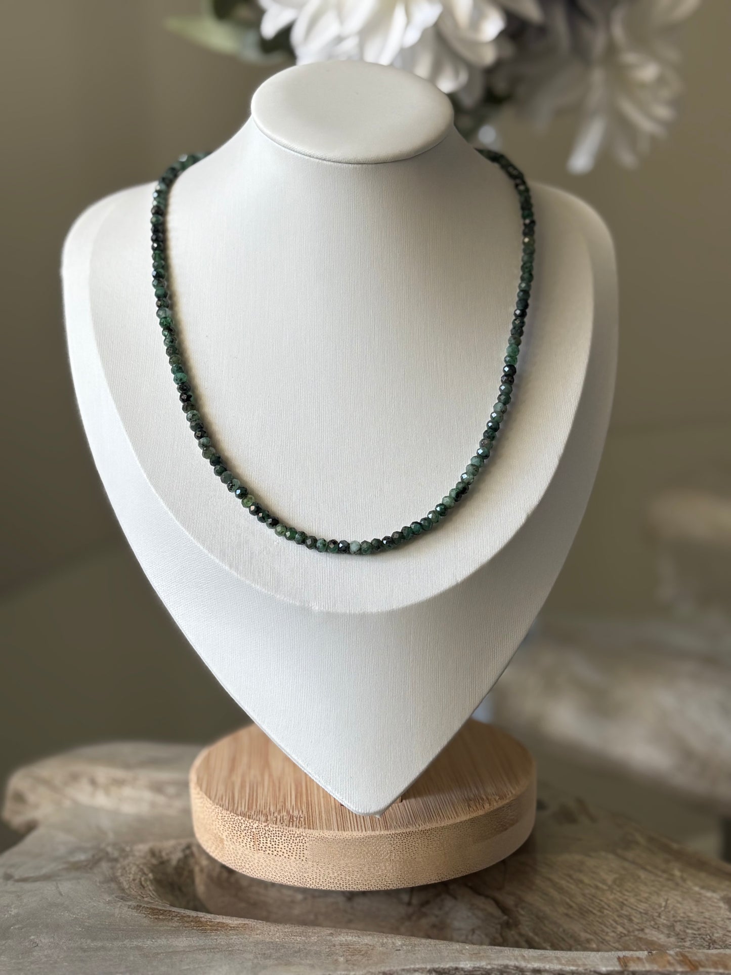 Natural Emerald Necklace 16"