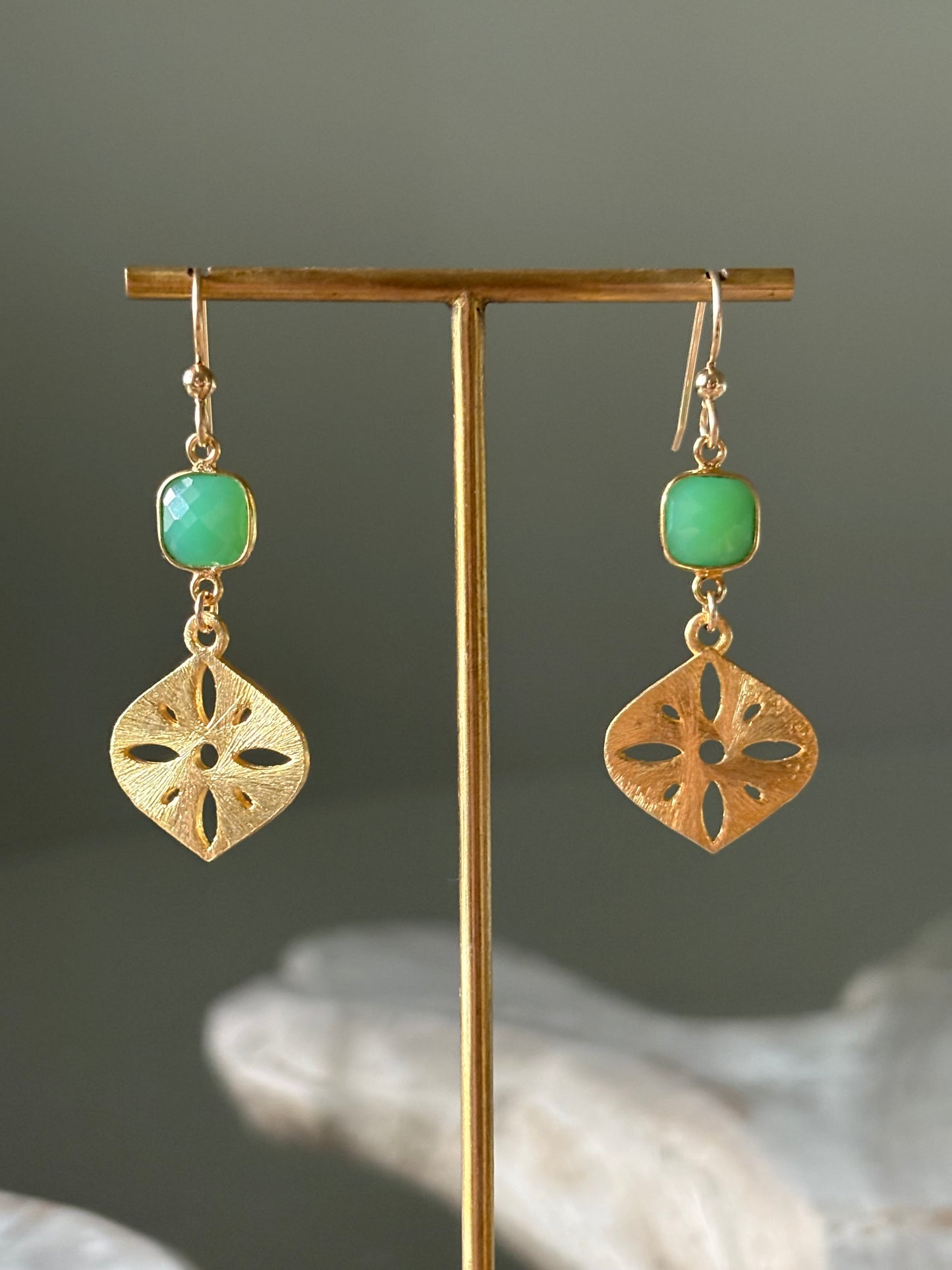 Green Onyx Marquise Earrings