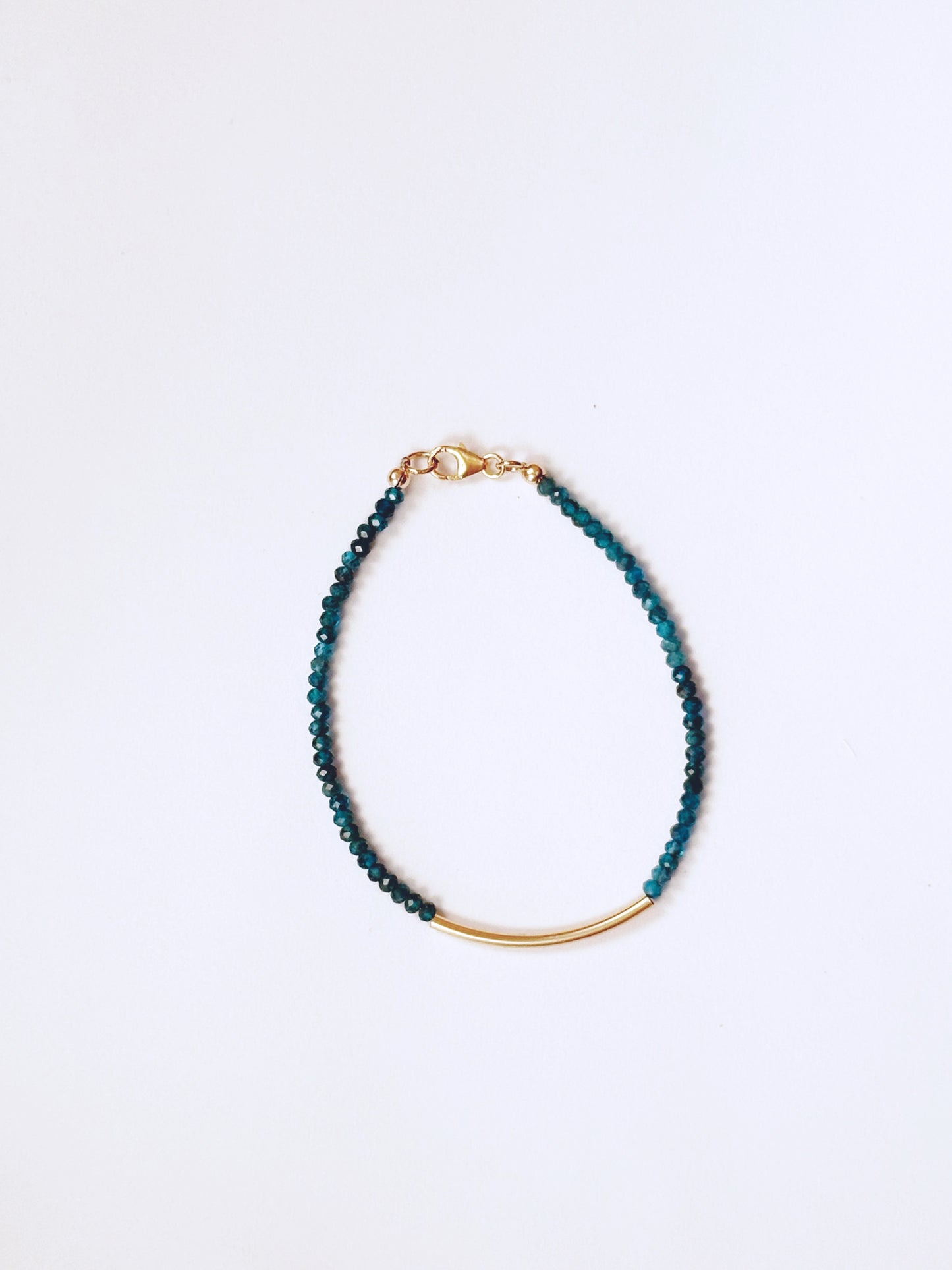 Dark Apatite Gold Bar Bracelet