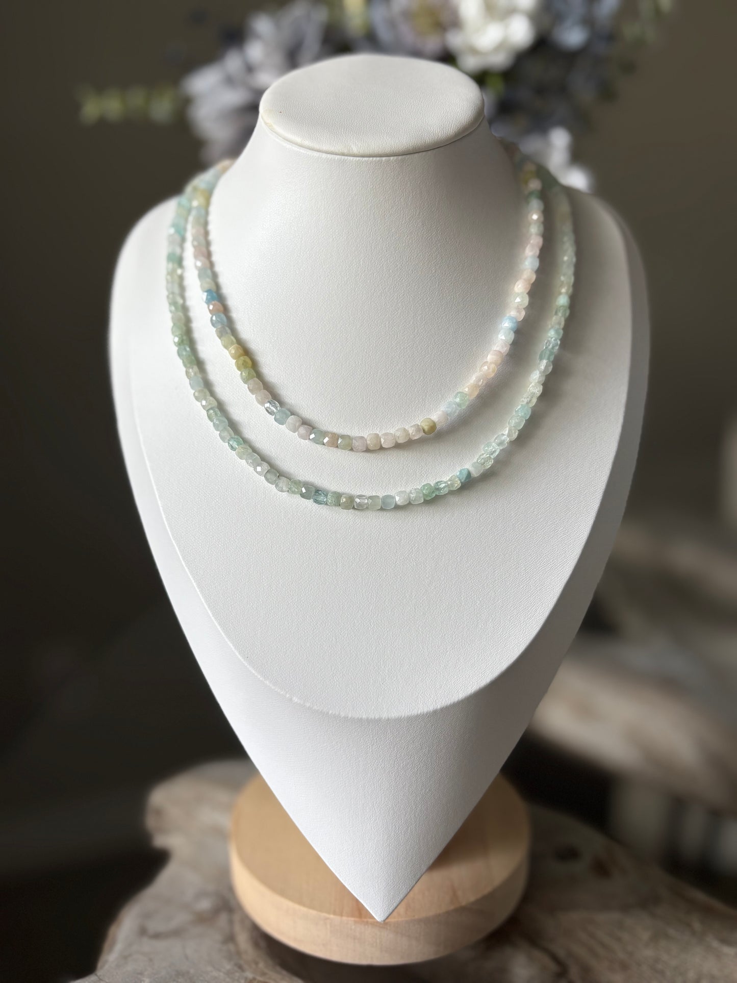 Morganite Cube Necklace