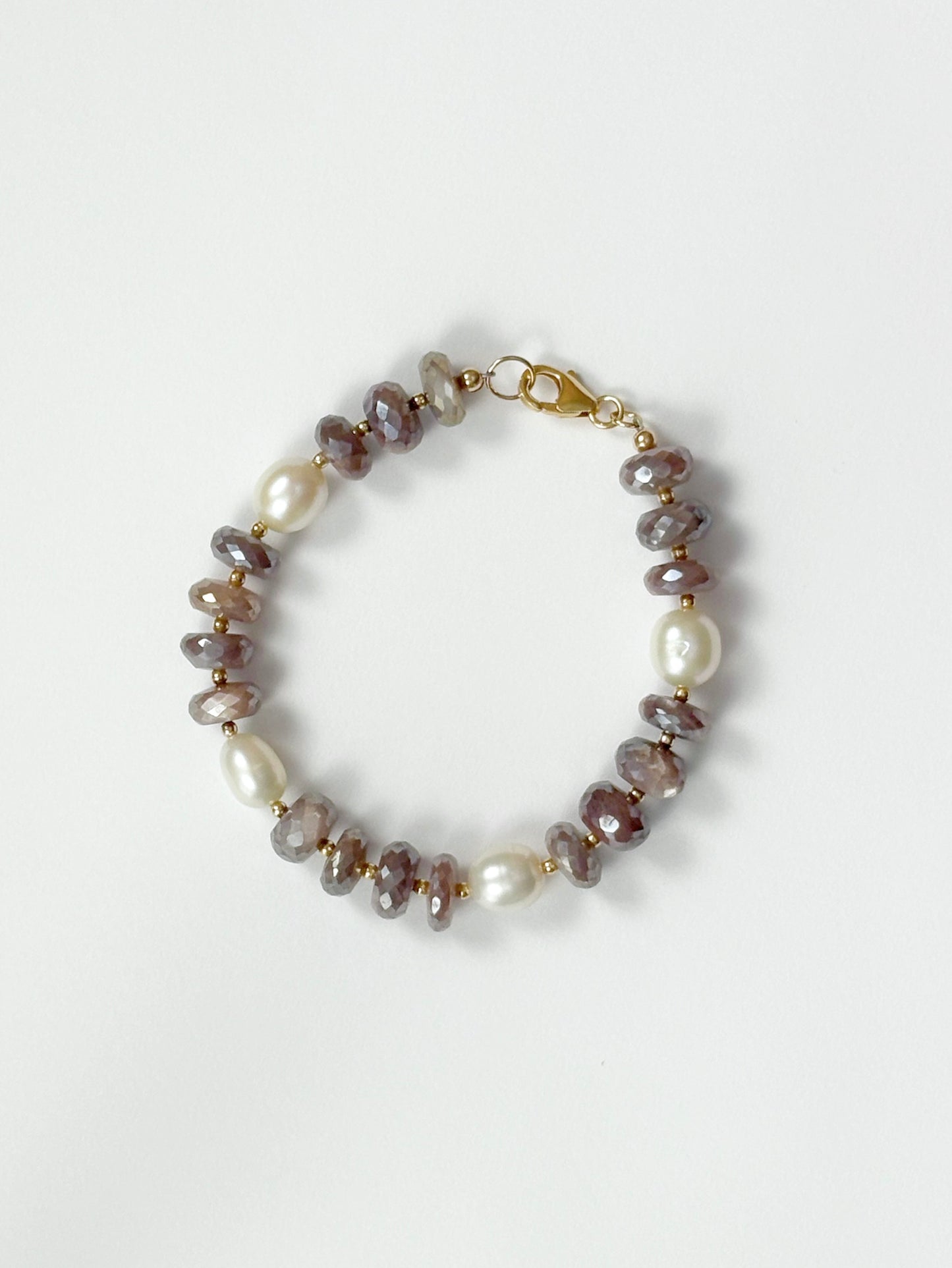 Chocolate Moonstone and Pearl Bracelet