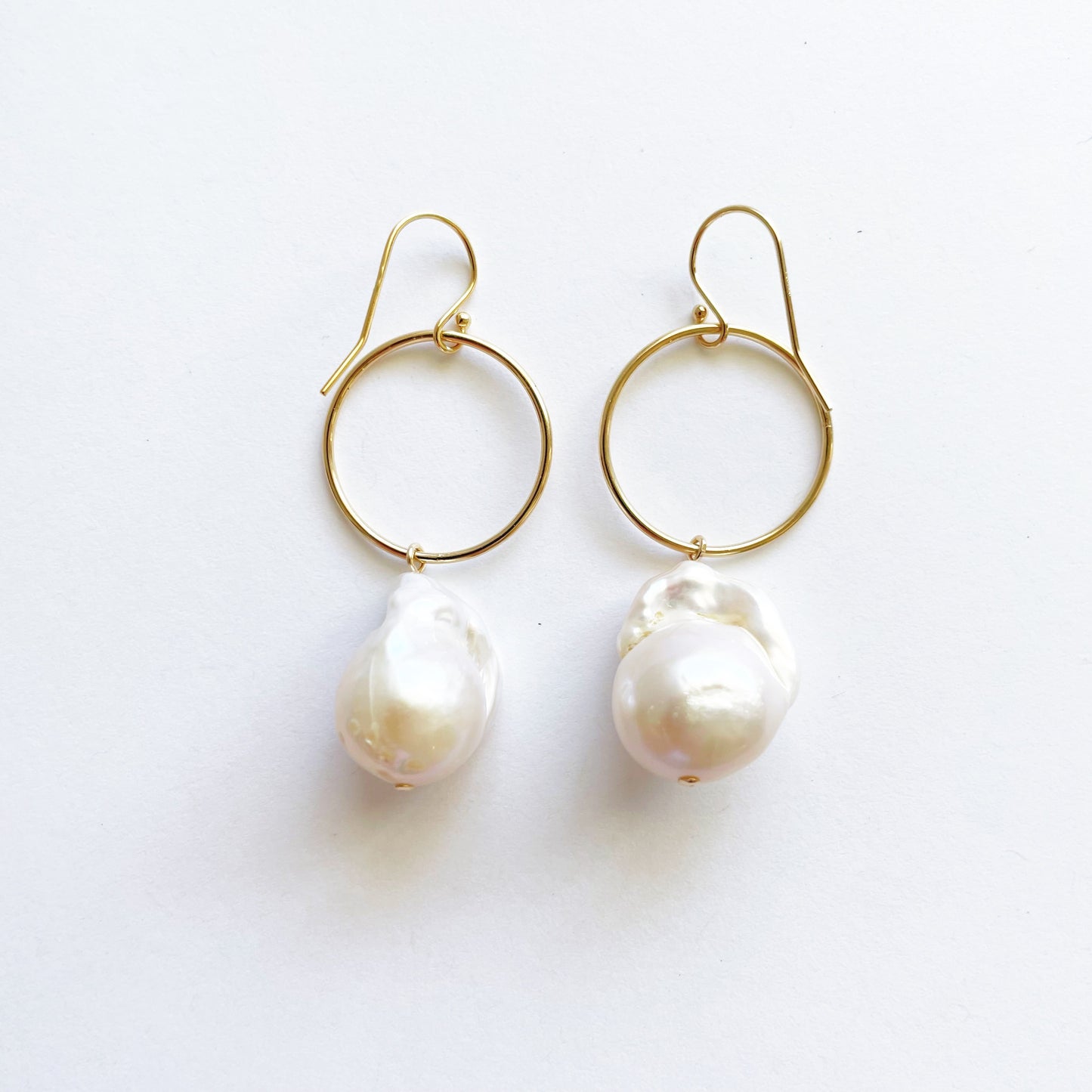 Pearl Hoop Dangle Earrings