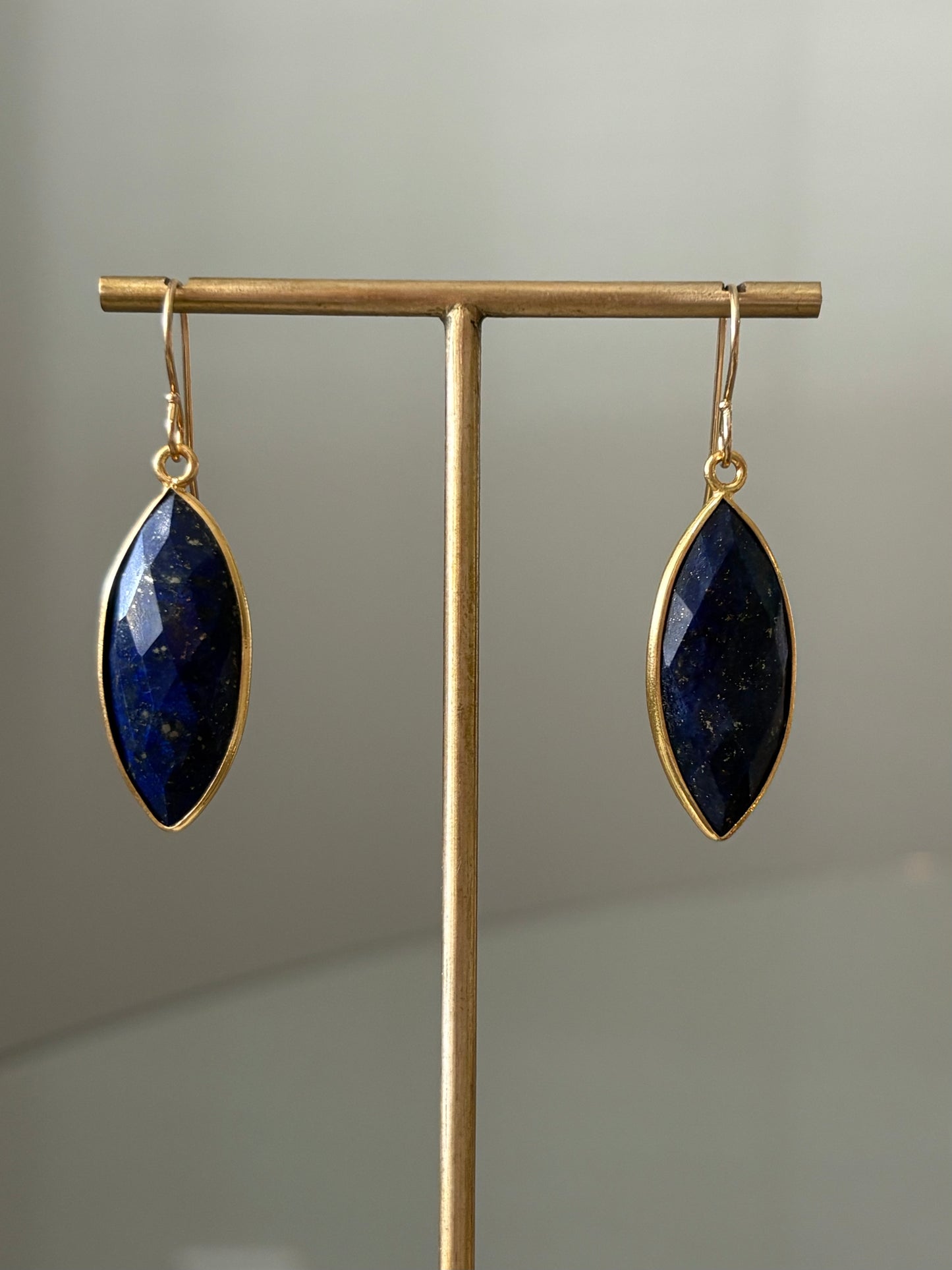 Lapis Long Marquise Earring