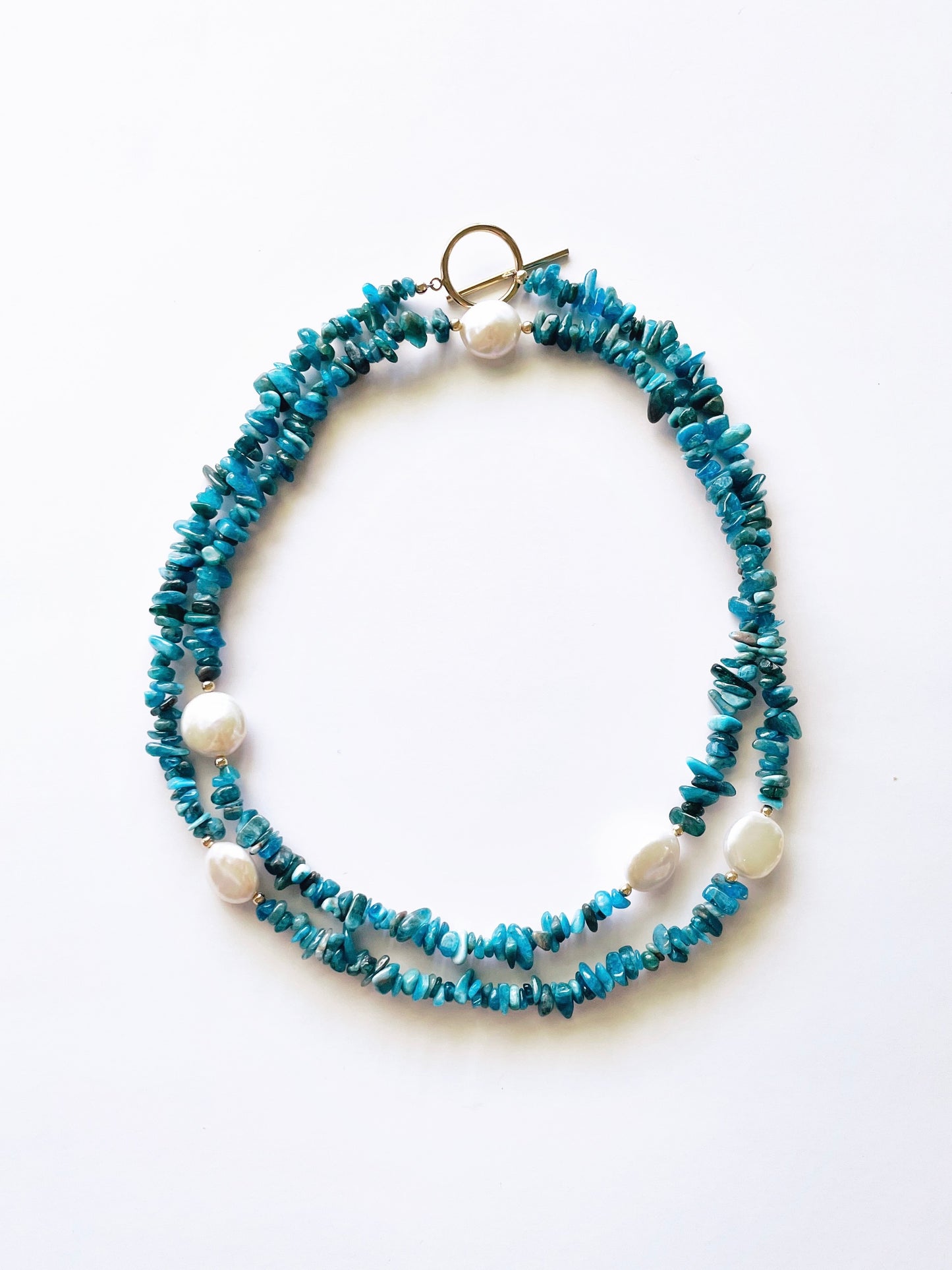 Apatite Chip and Pearl Necklace