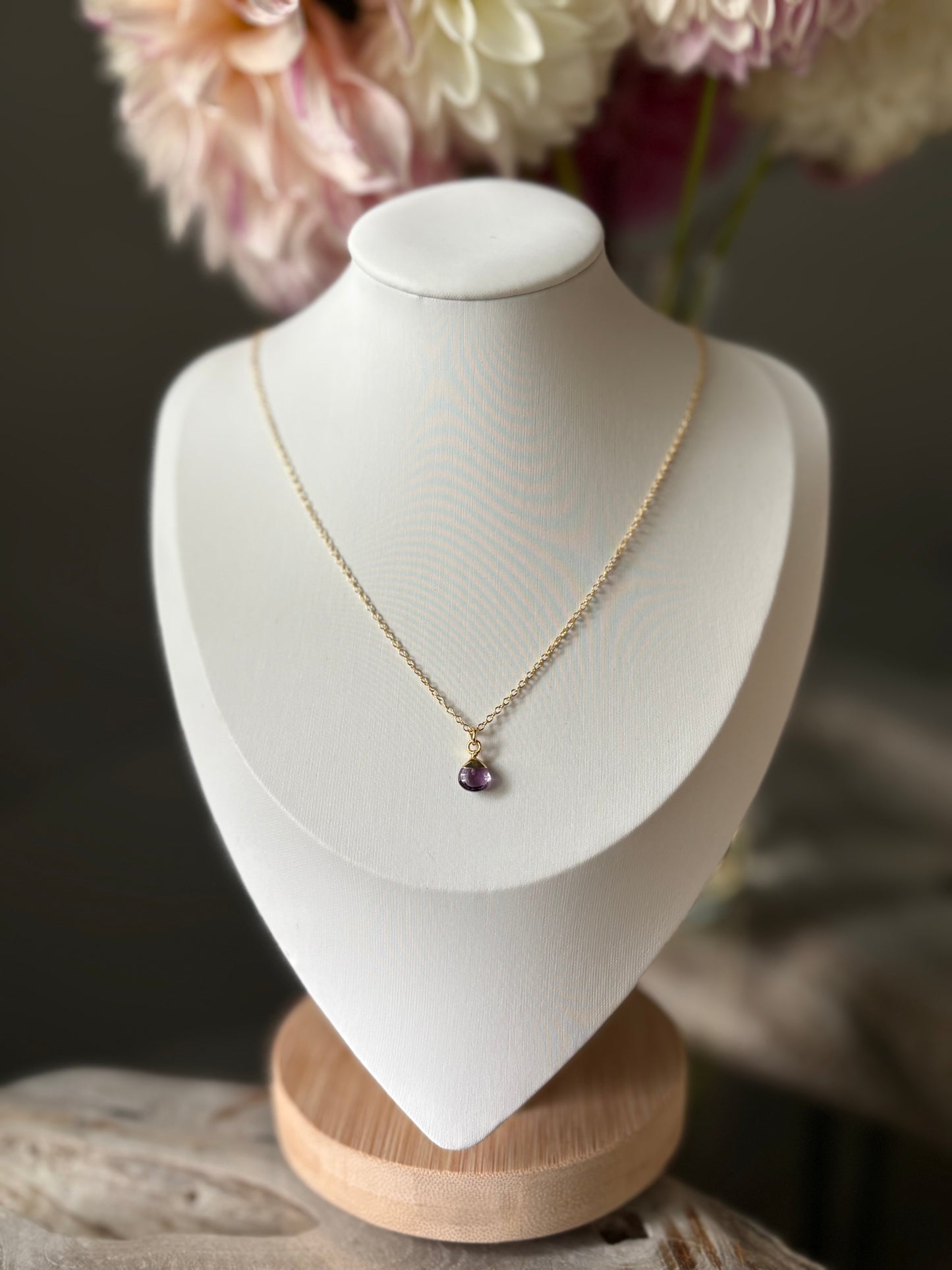 16" Amethyst Gold Filled Chain Necklace