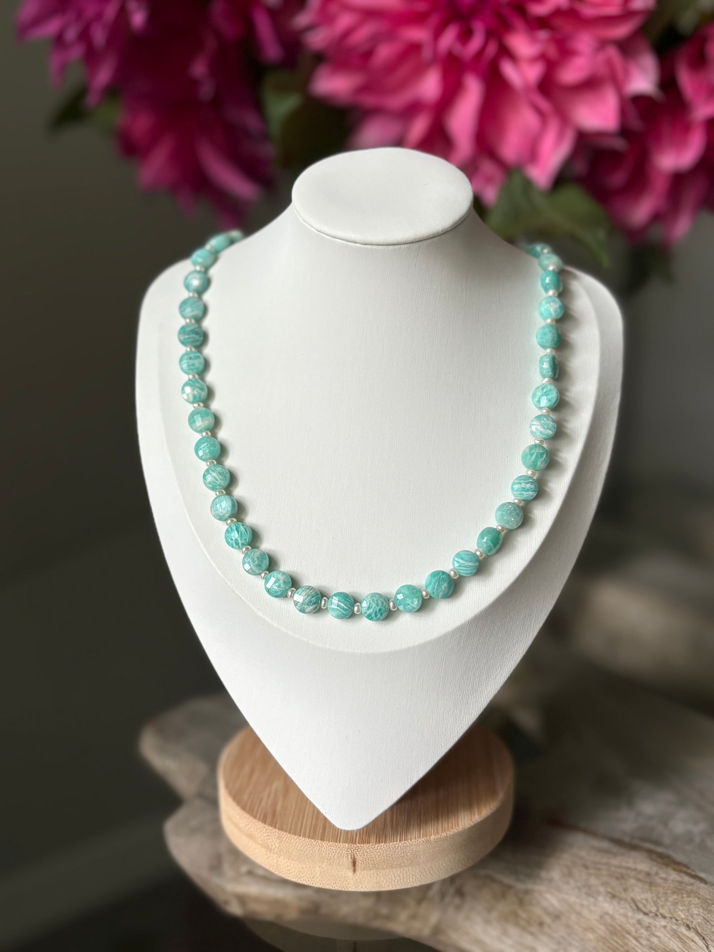 Amazonite and Pearl Necklace