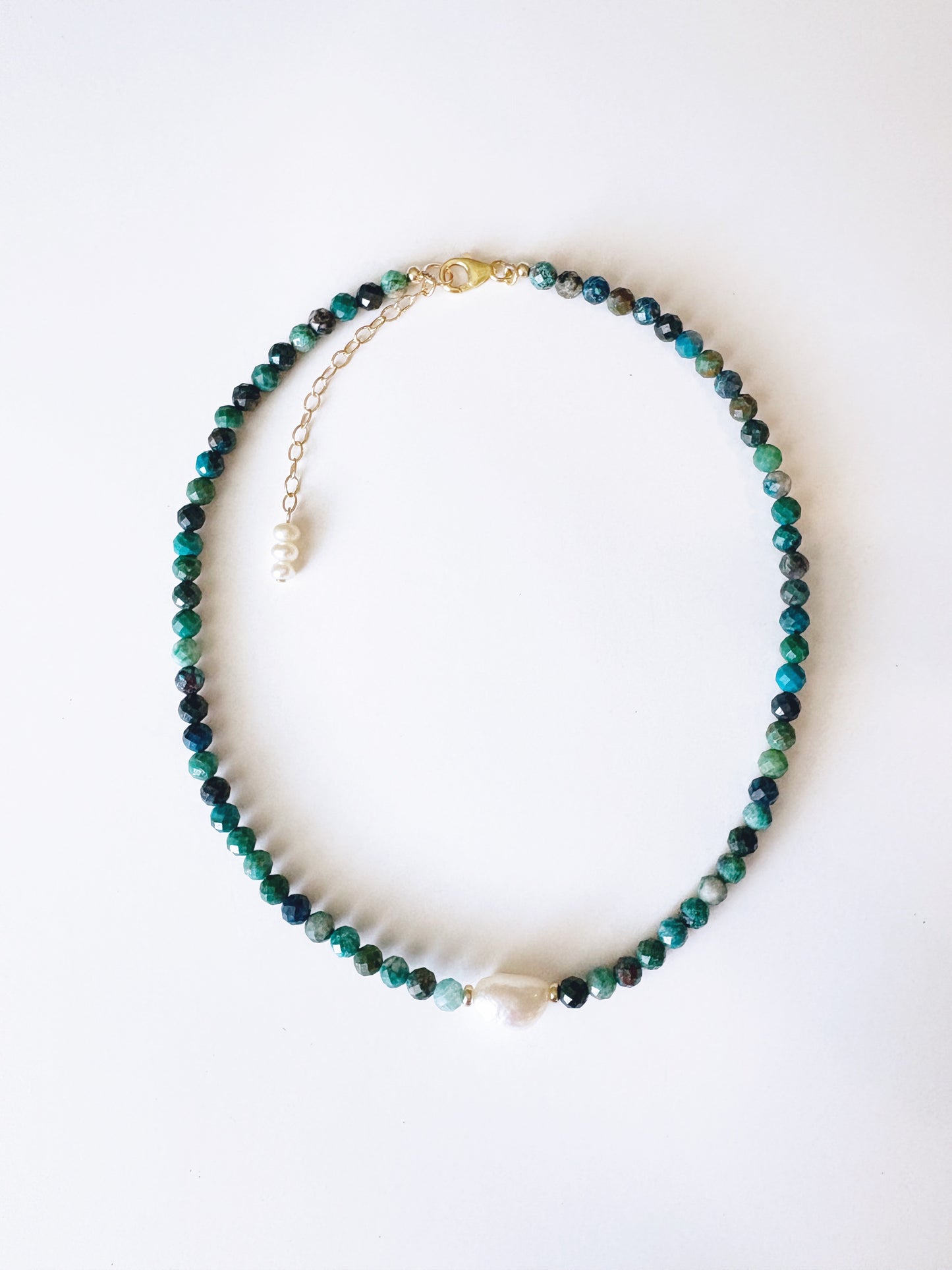 Chrysocola and Pearl Necklace