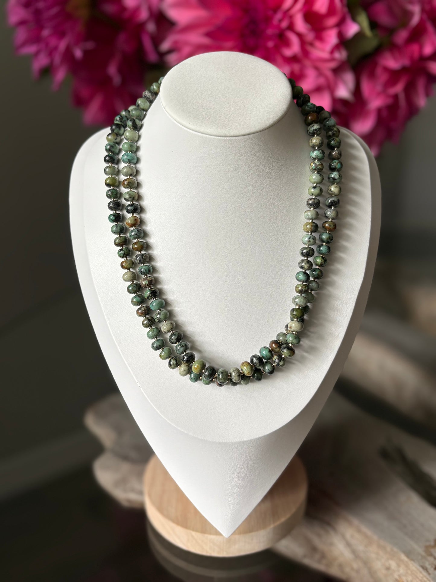 African Turquoise Long Necklace