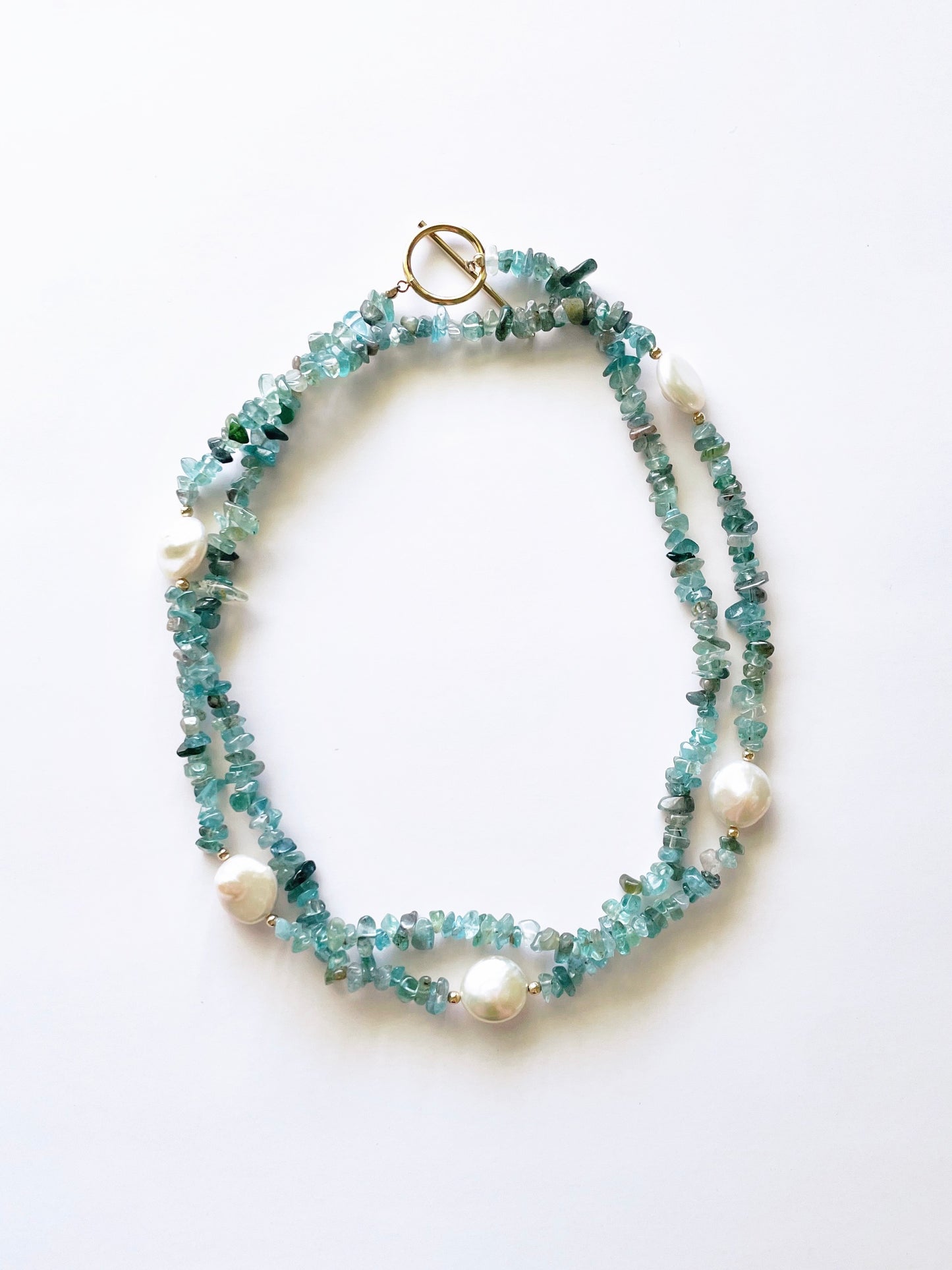 Aquamarine Chip and Pearl Necklace