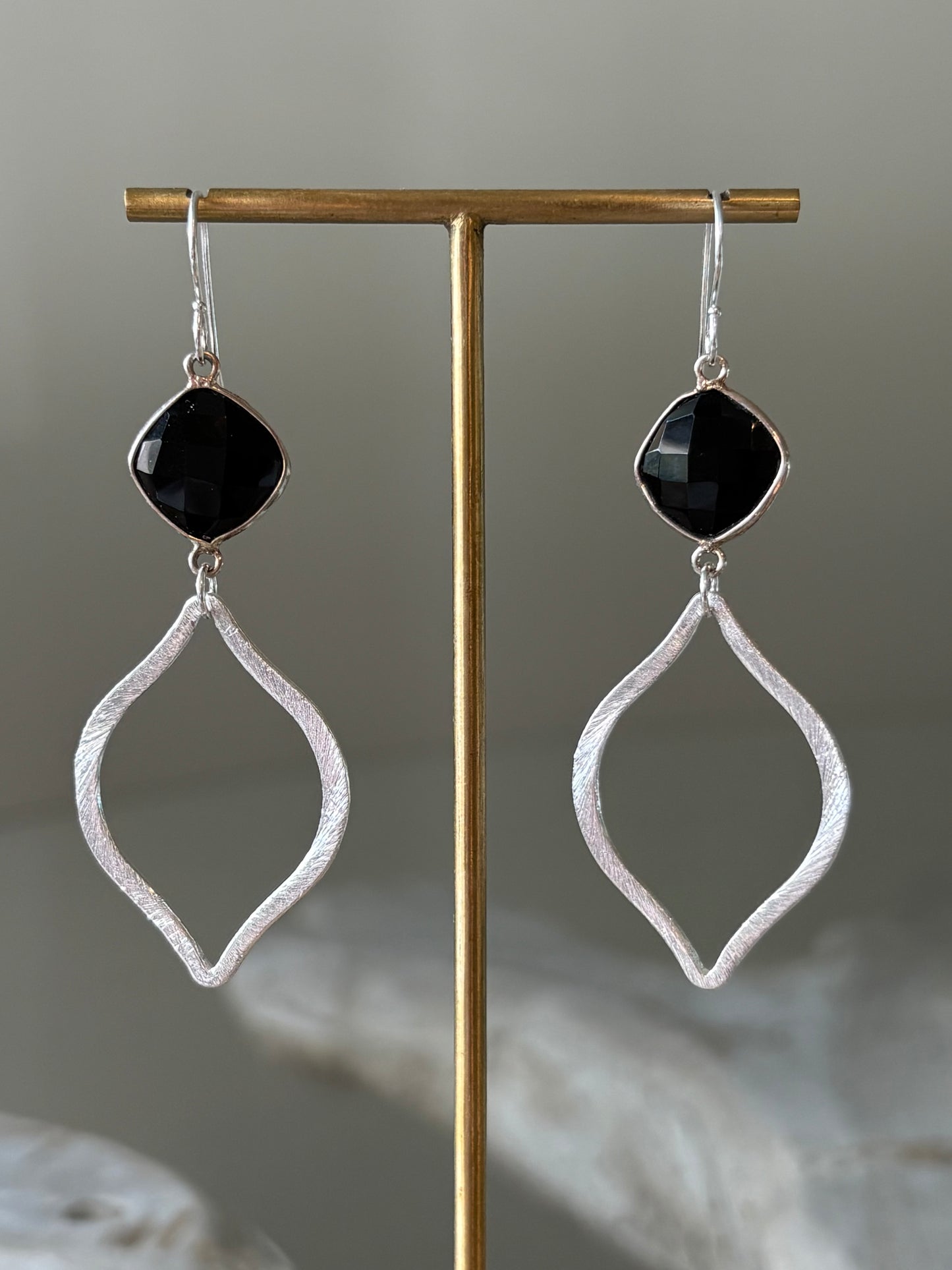 Black Onyx Marquise Earrings