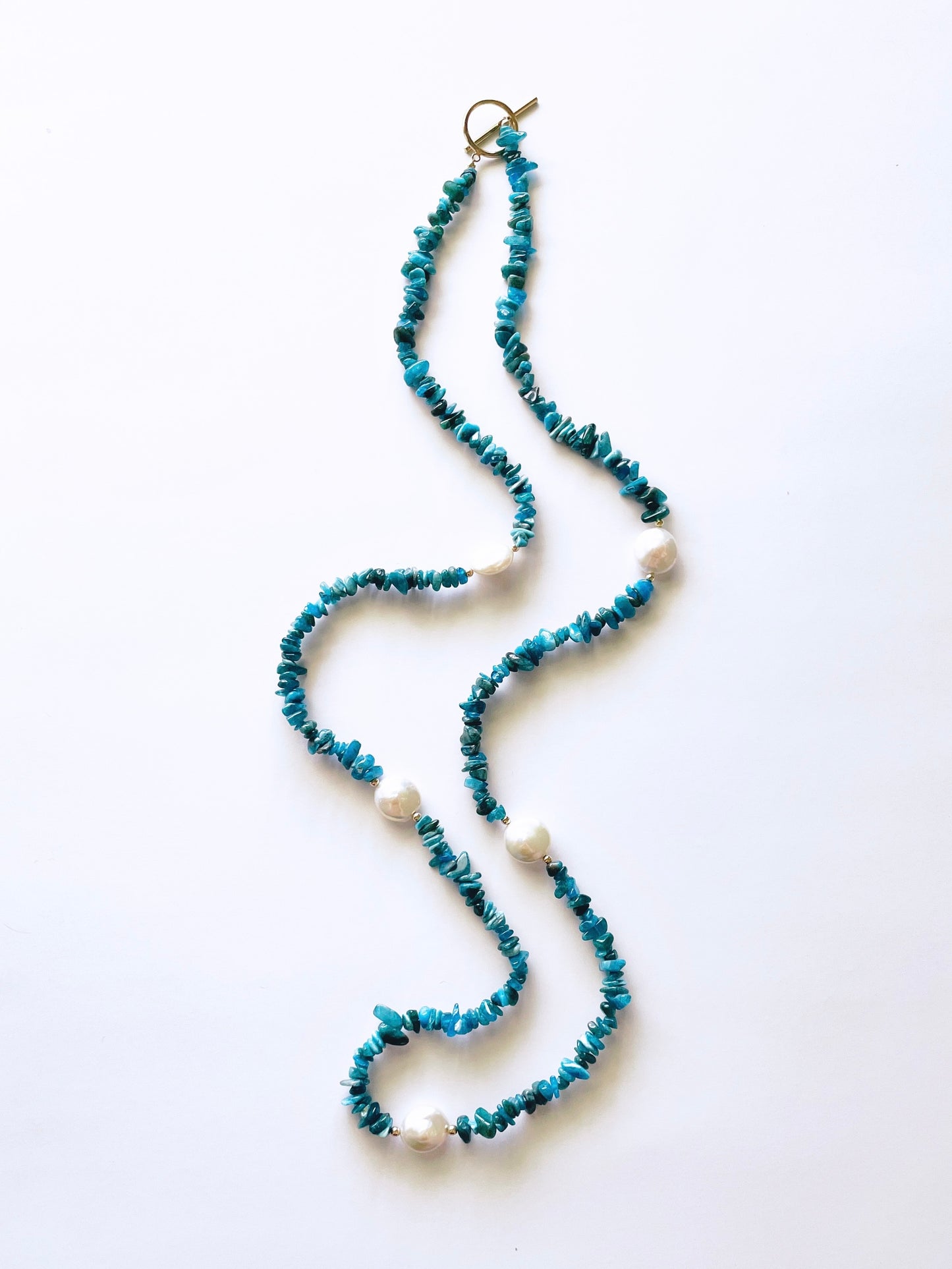 Apatite Chip and Pearl Necklace