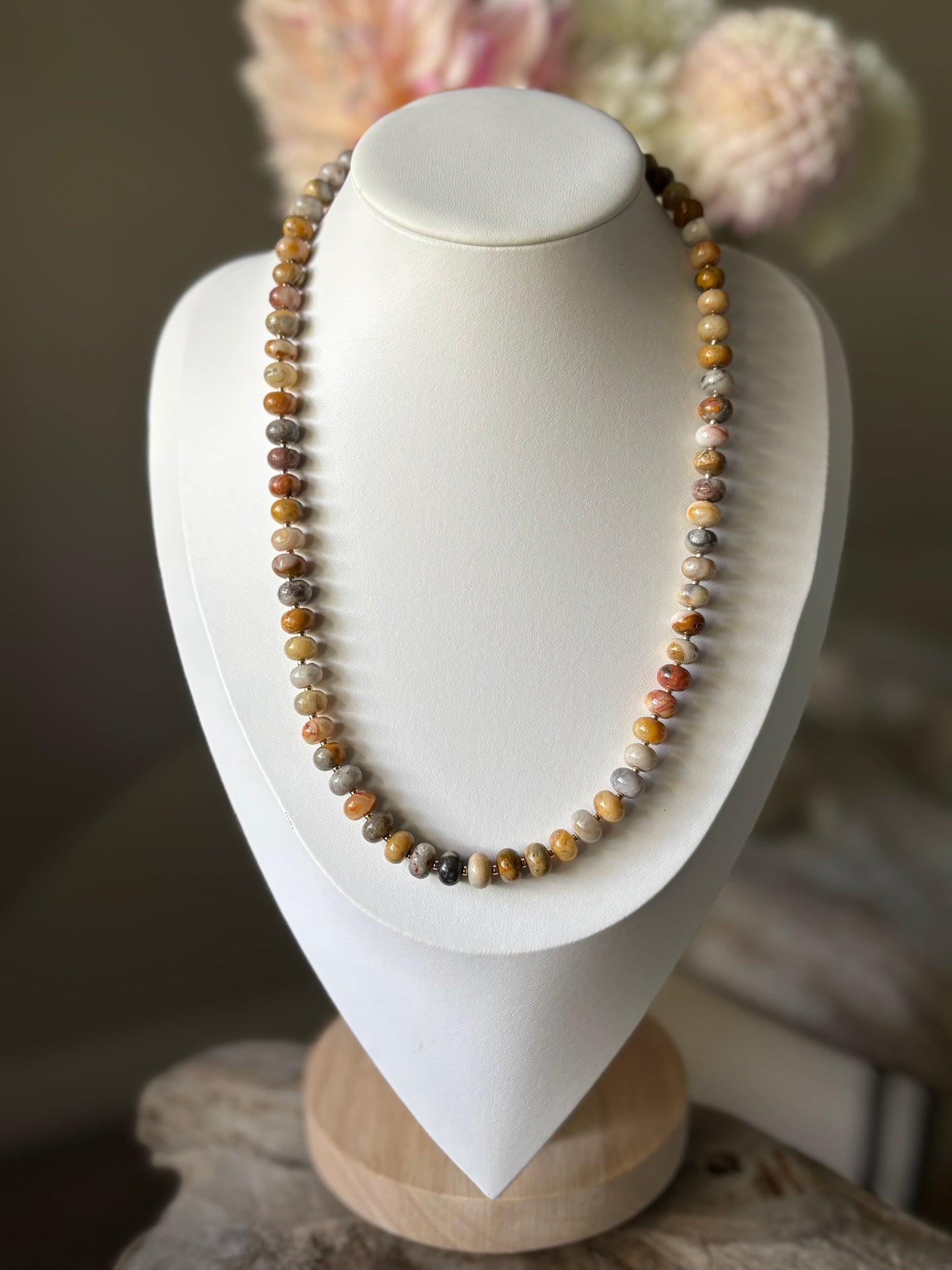 Yellow Crazy Lace Agate Necklace