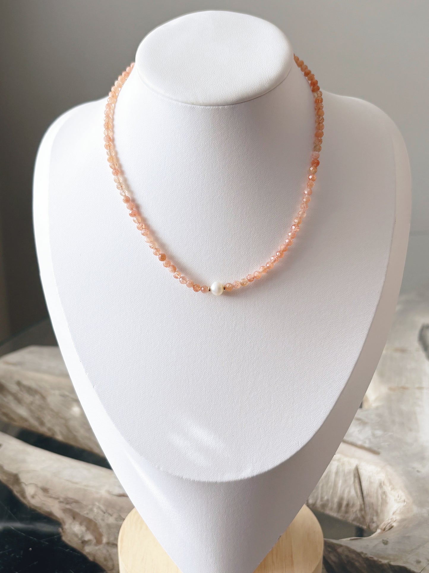 Natural Sunstone Necklace 13"