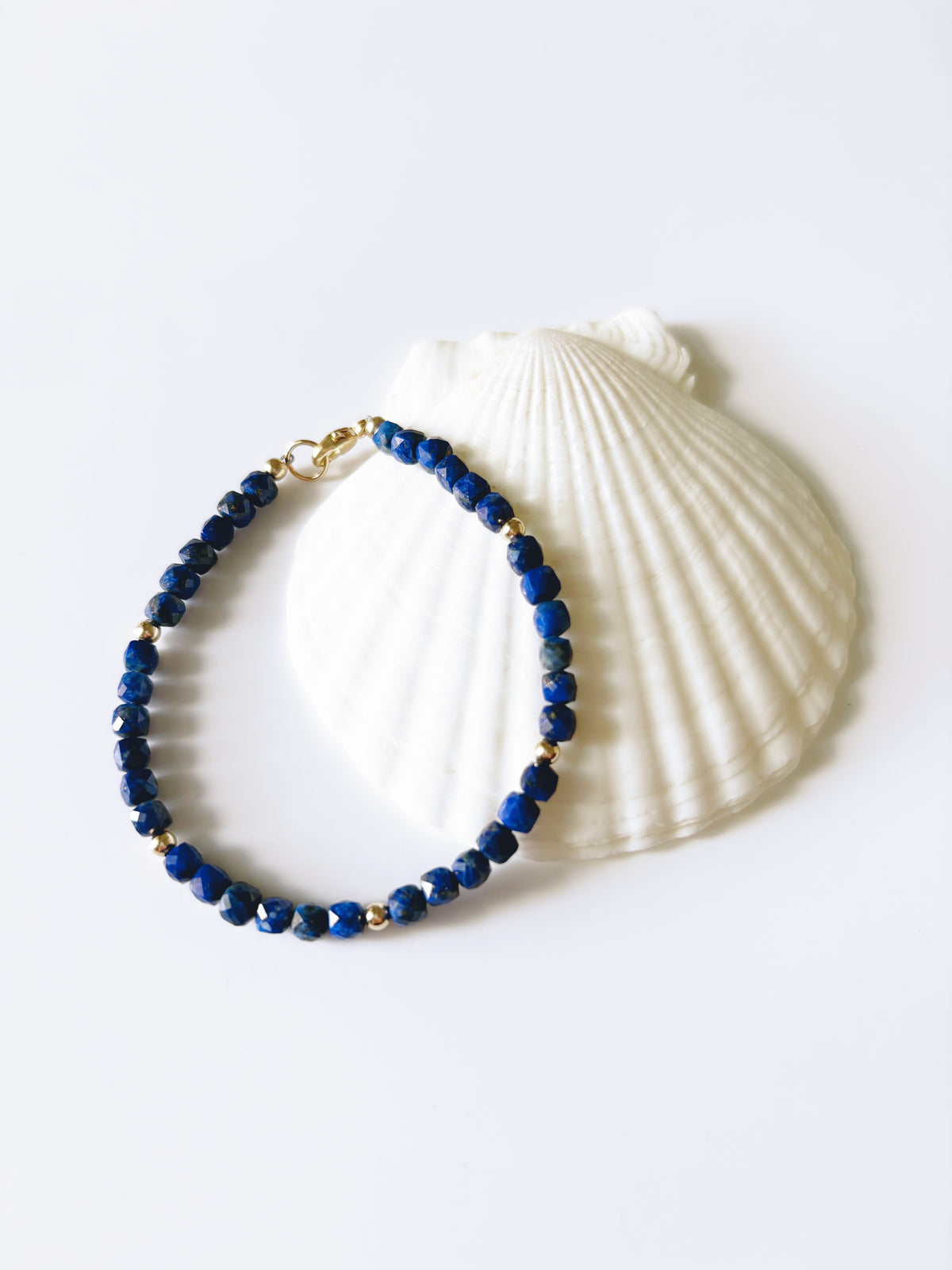 Lapis Cube Pearl Bracelet