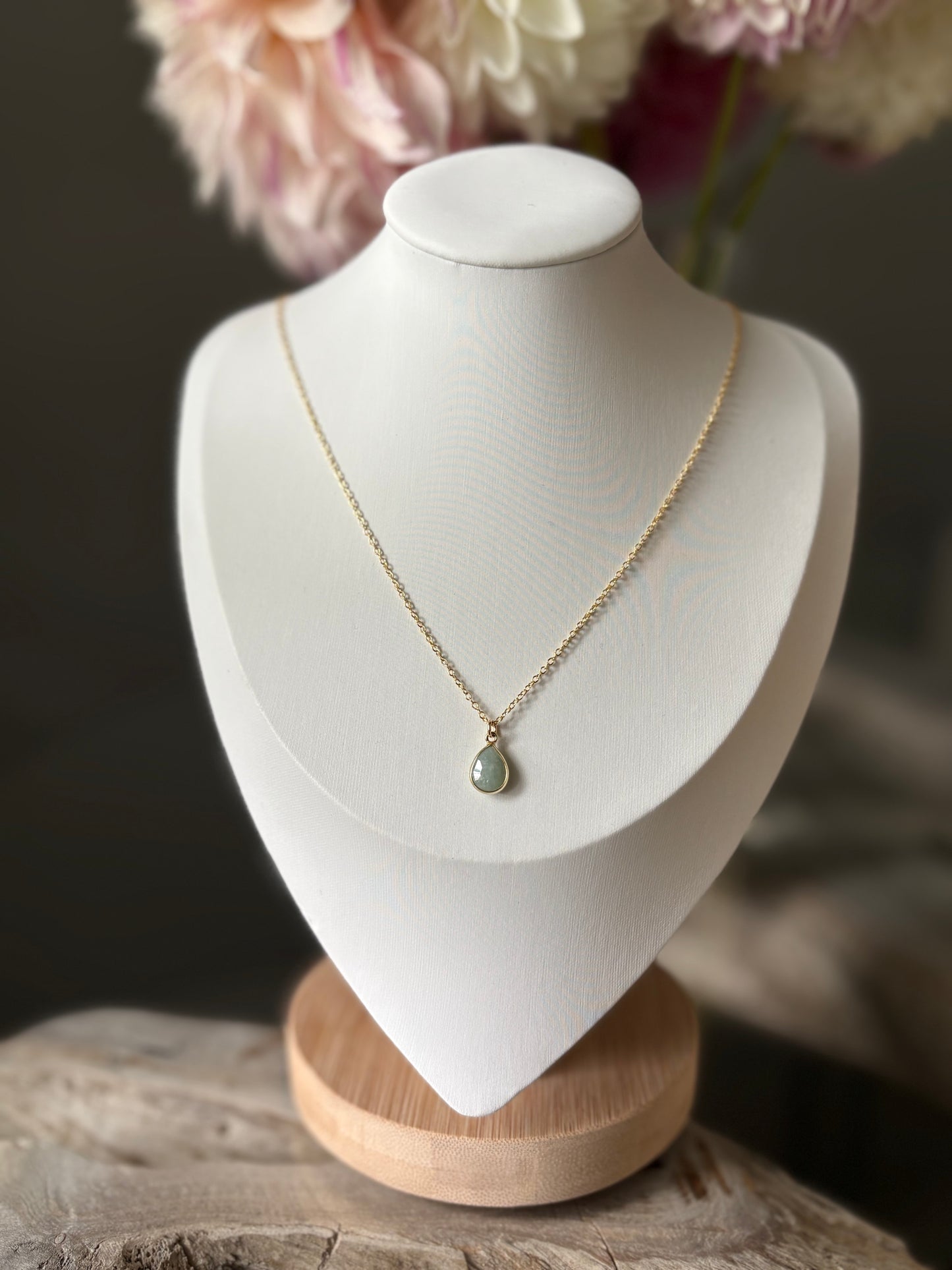 16" Aquamarine Gold Filled Chain Necklace