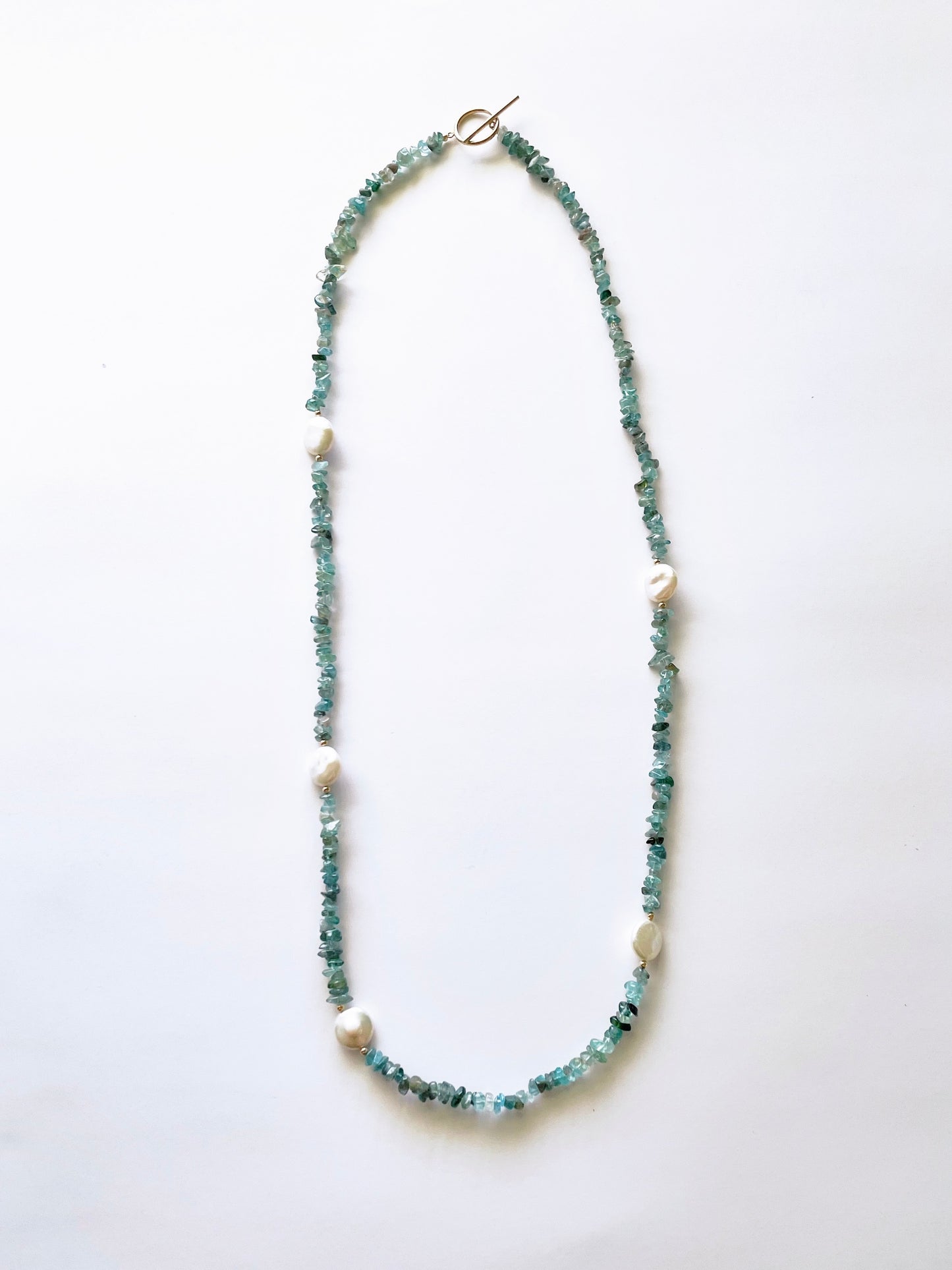 Aquamarine Chip and Pearl Necklace