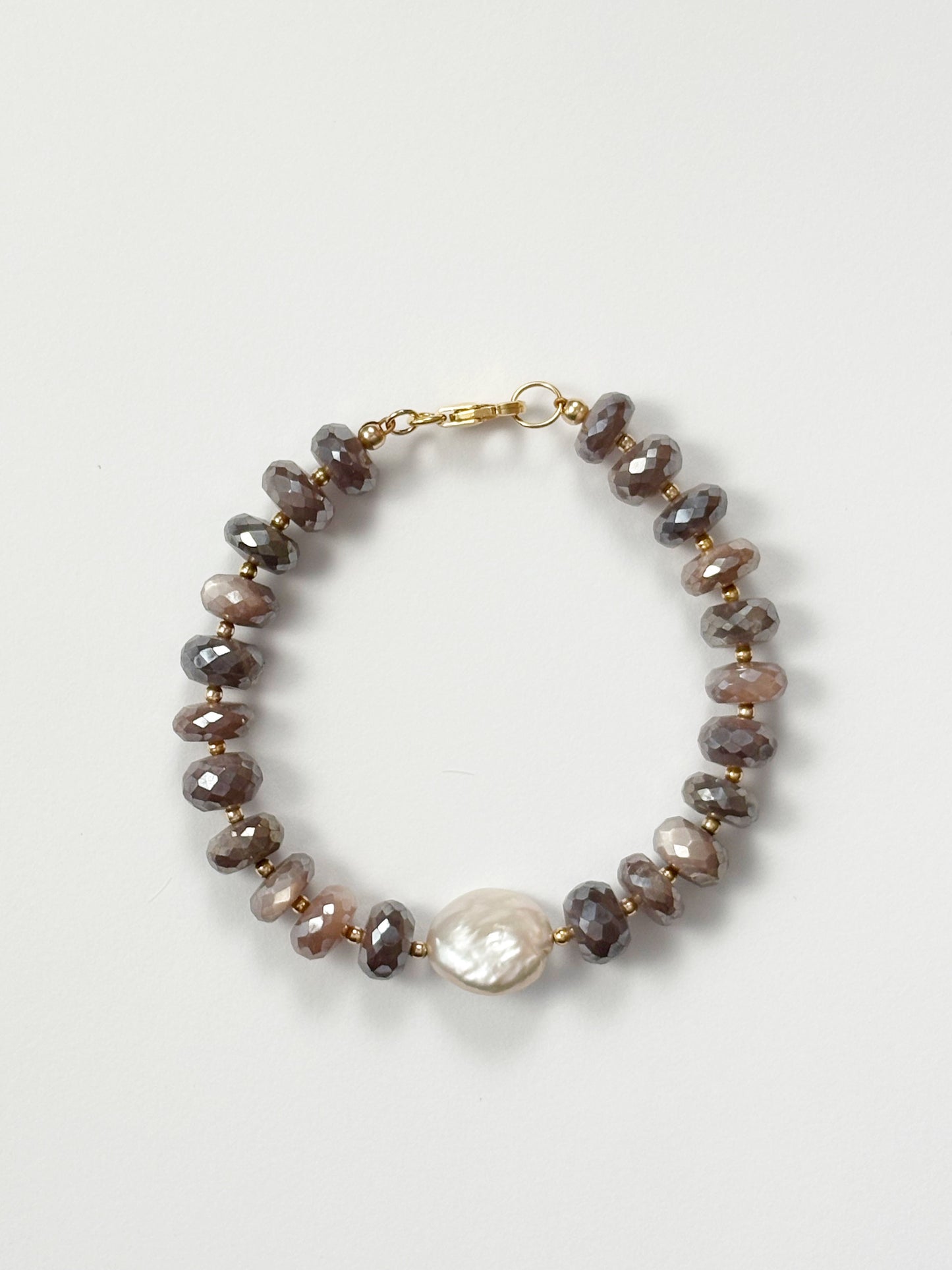 Chocolate Moonstone and Pearl Bracelet