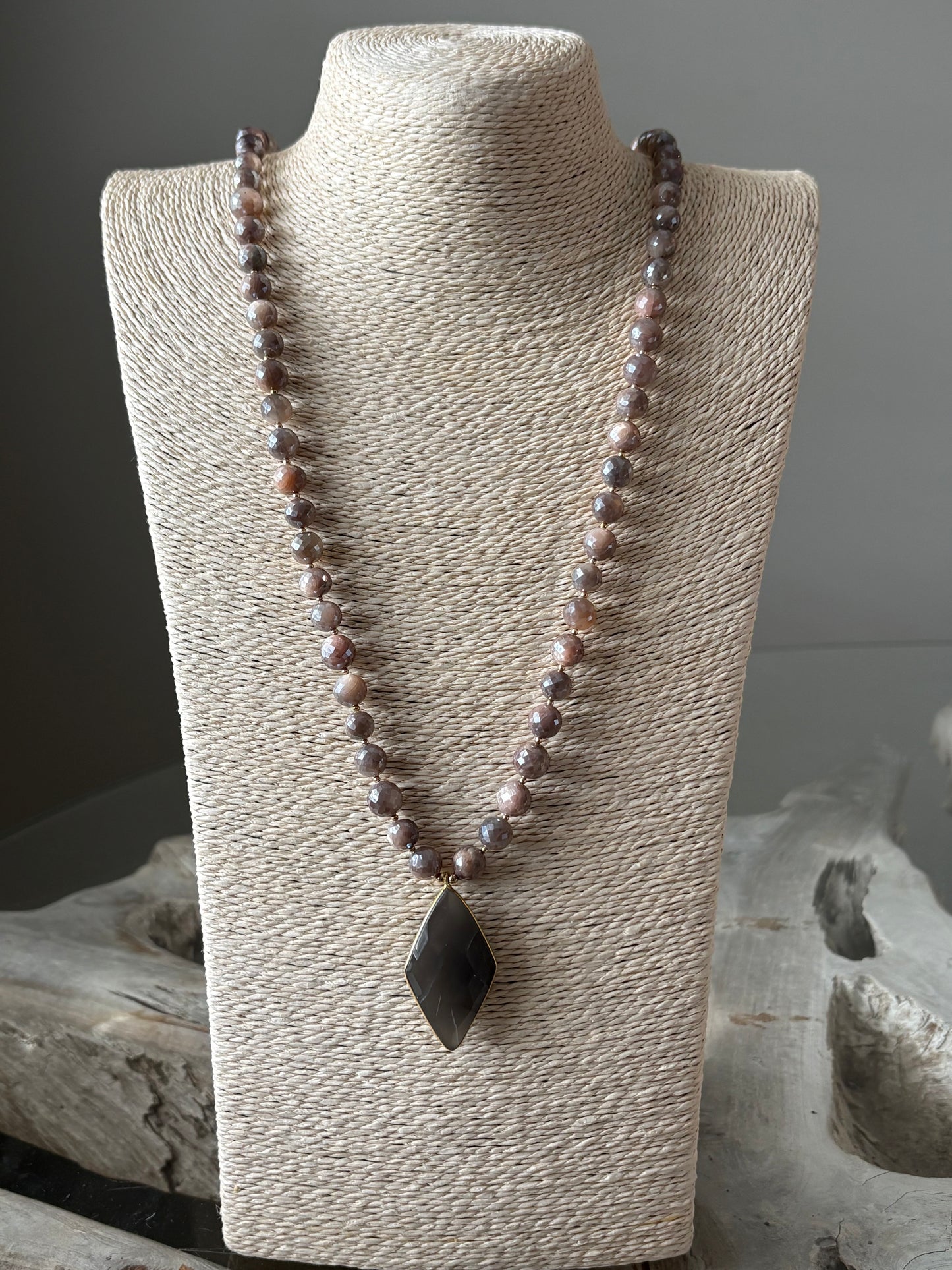 Chocolate Moonstone Pendant Necklace