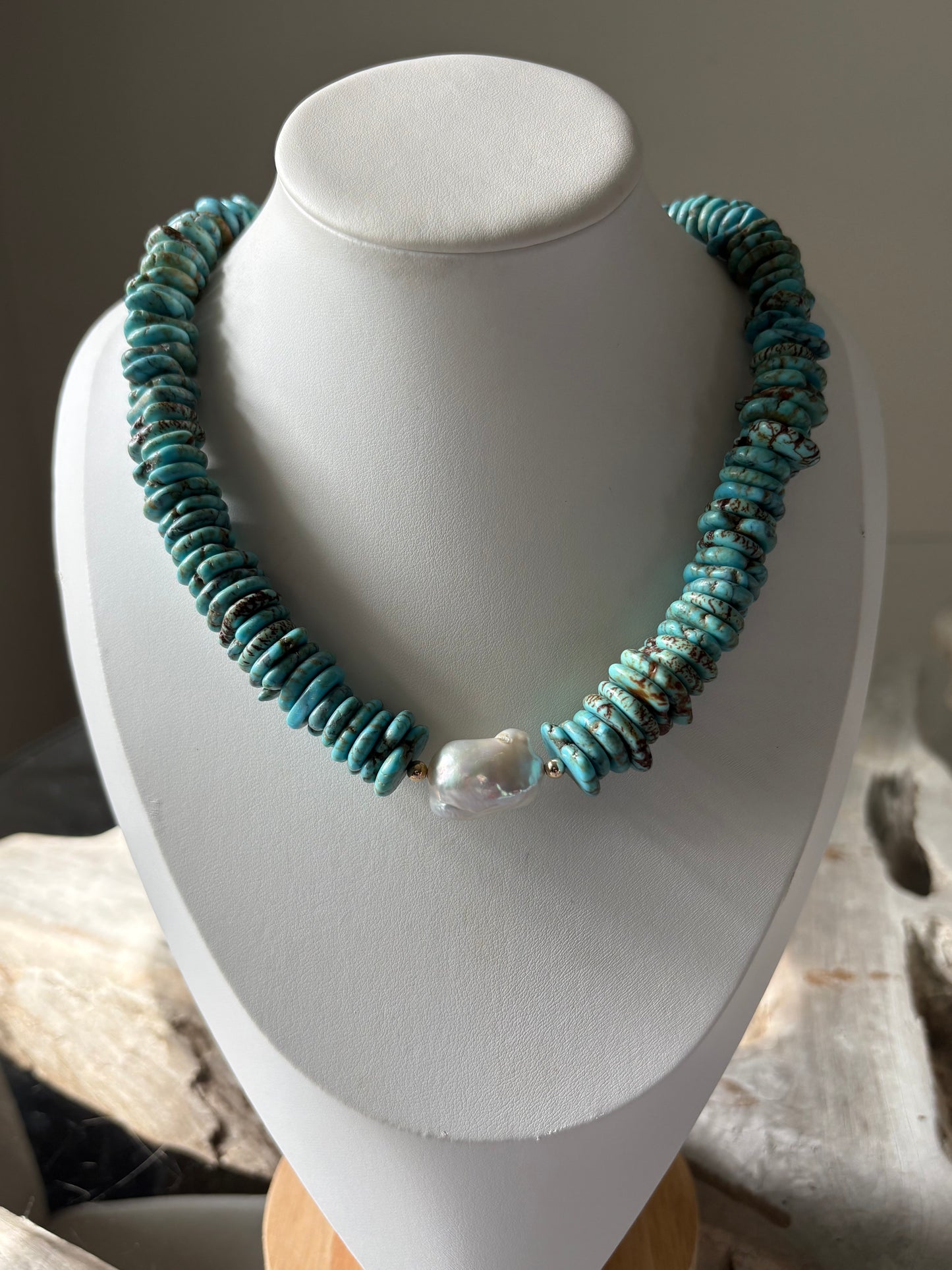 Magnesite and Pearl Necklace
