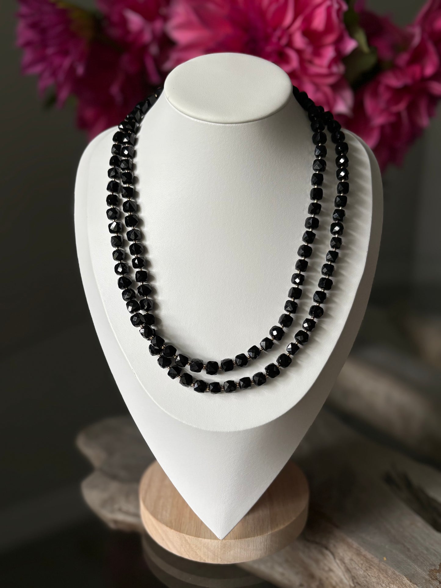 Black Obsidian Cube Necklace