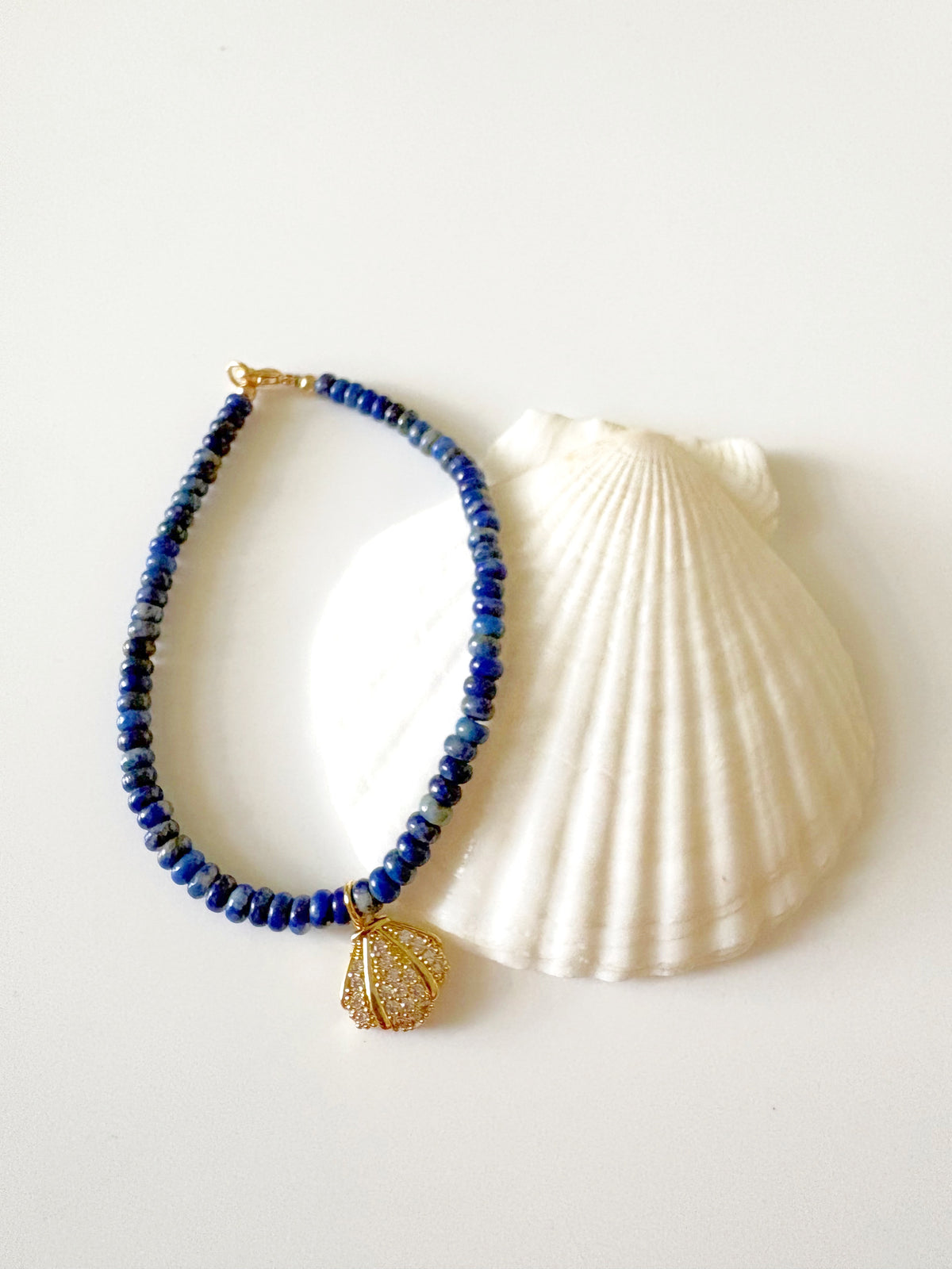 Lapis and Shell Charm Bracelet
