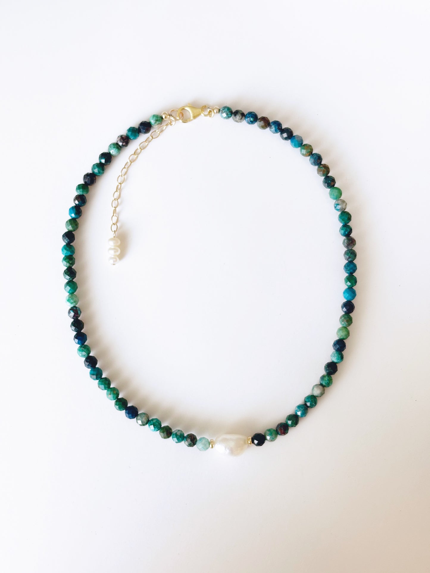 Chrysocola and Pearl Necklace