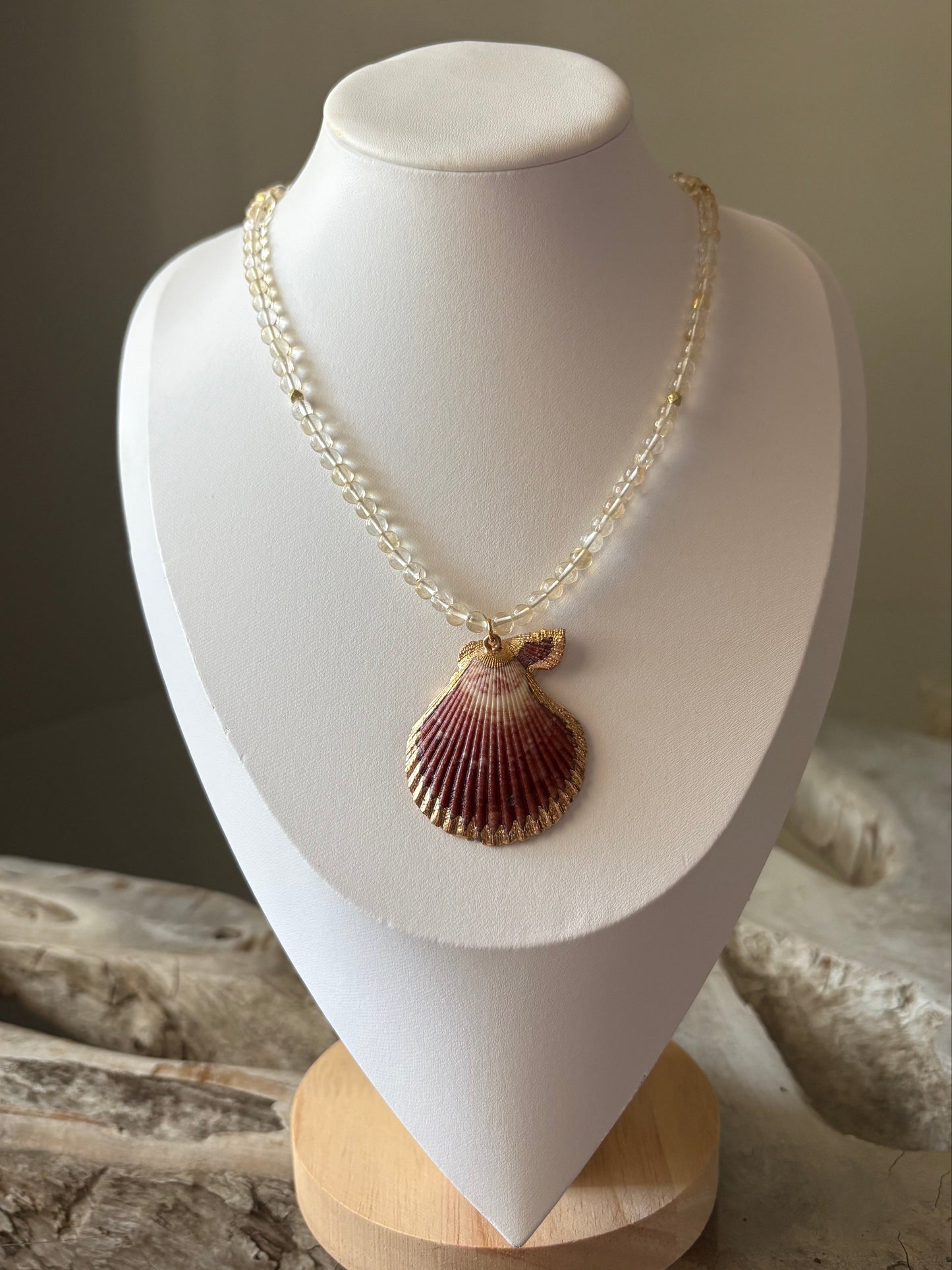 Citrine and Orange Shell Necklace