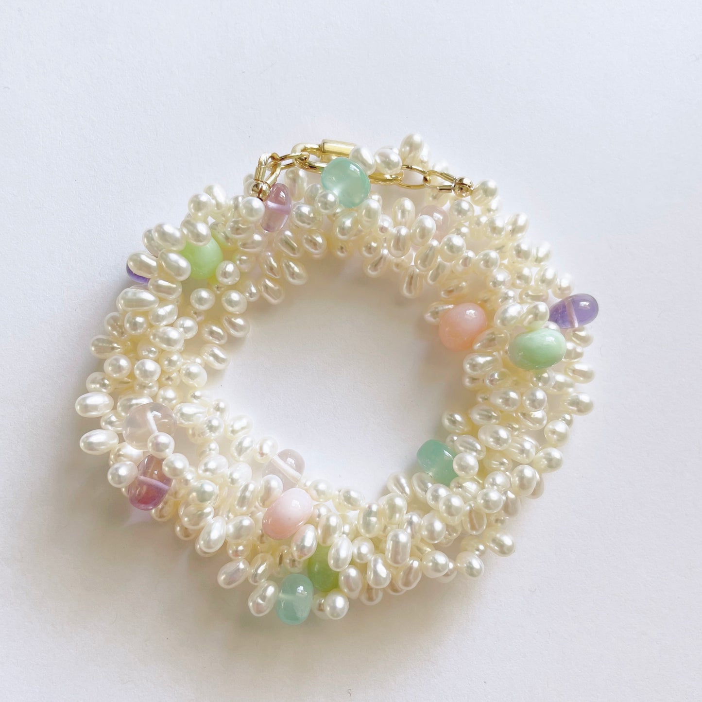 Multi Rondelle Gemstone and Pearl Necklace