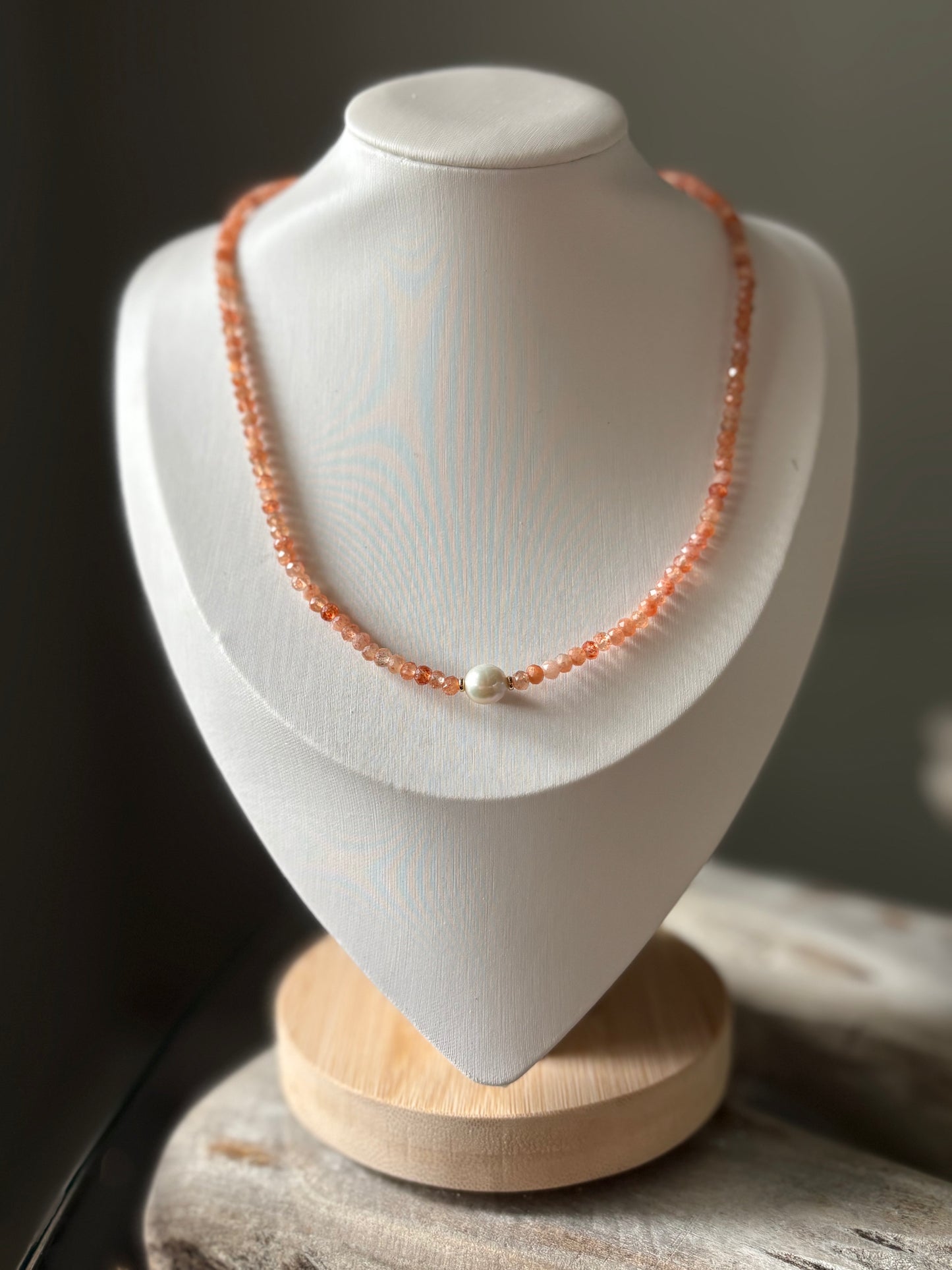 Sunstone Pearl Necklace