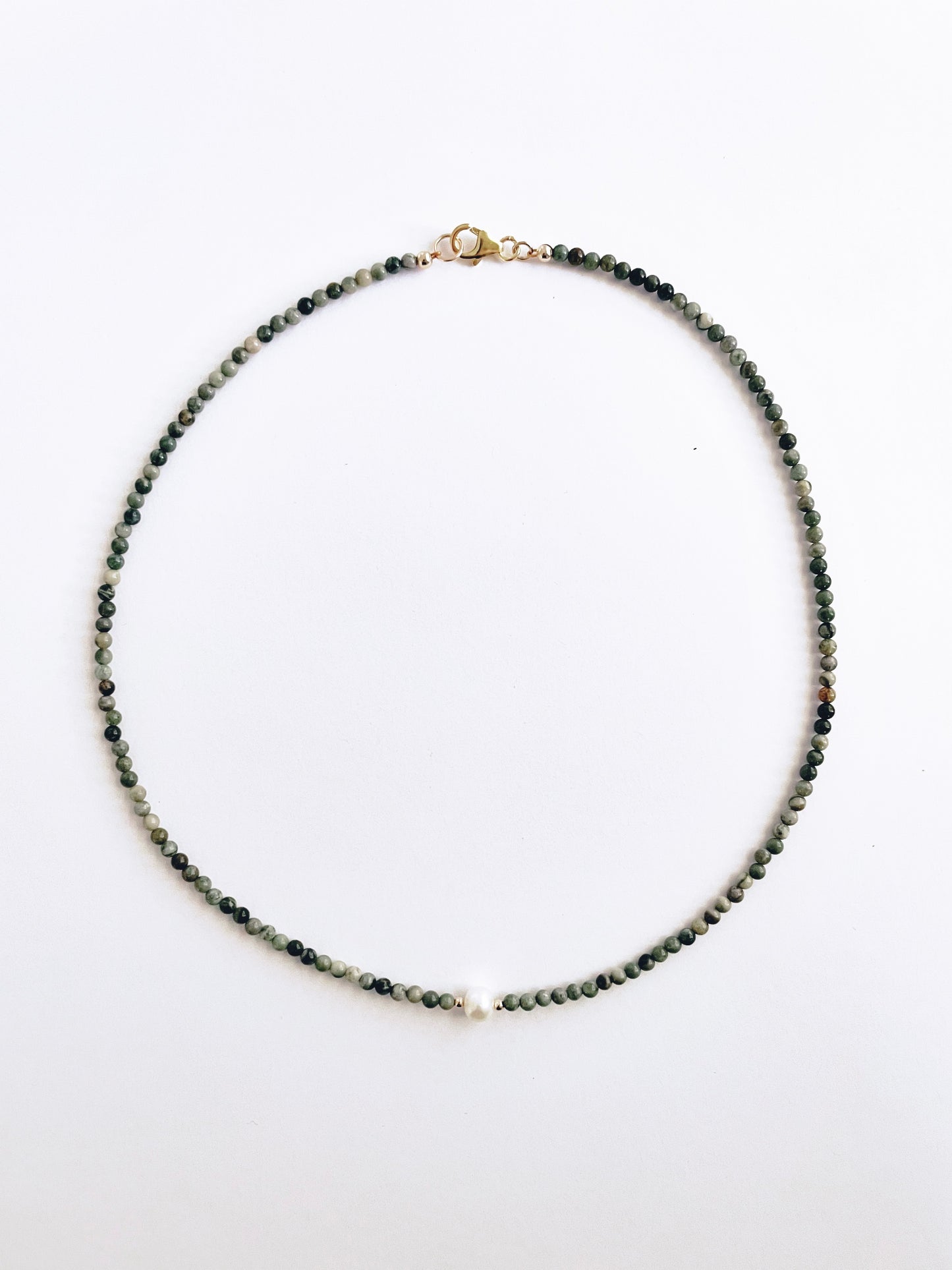 Moss Agate and Pearl Necklace