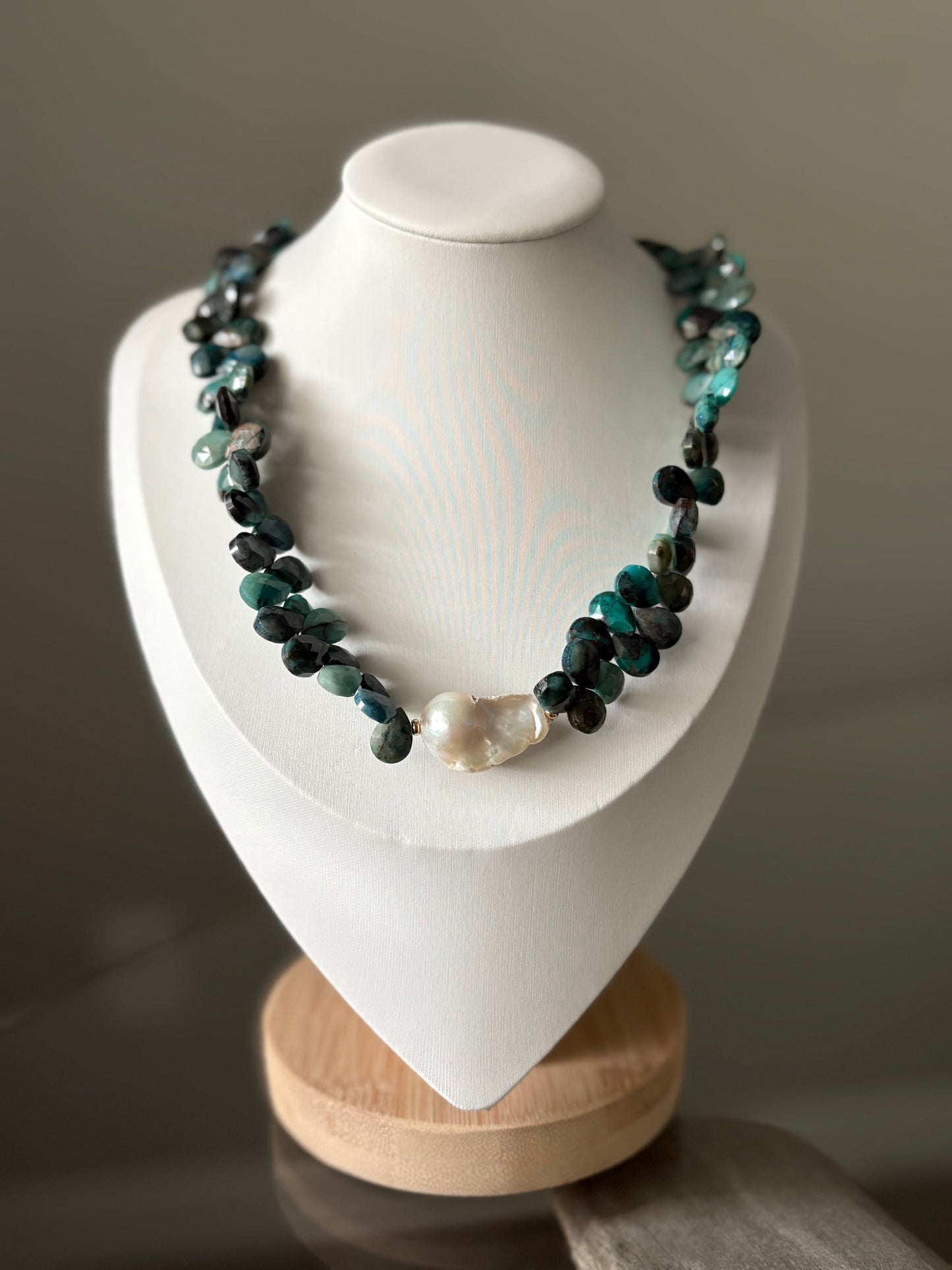 Chrysocolla Pearl Necklace