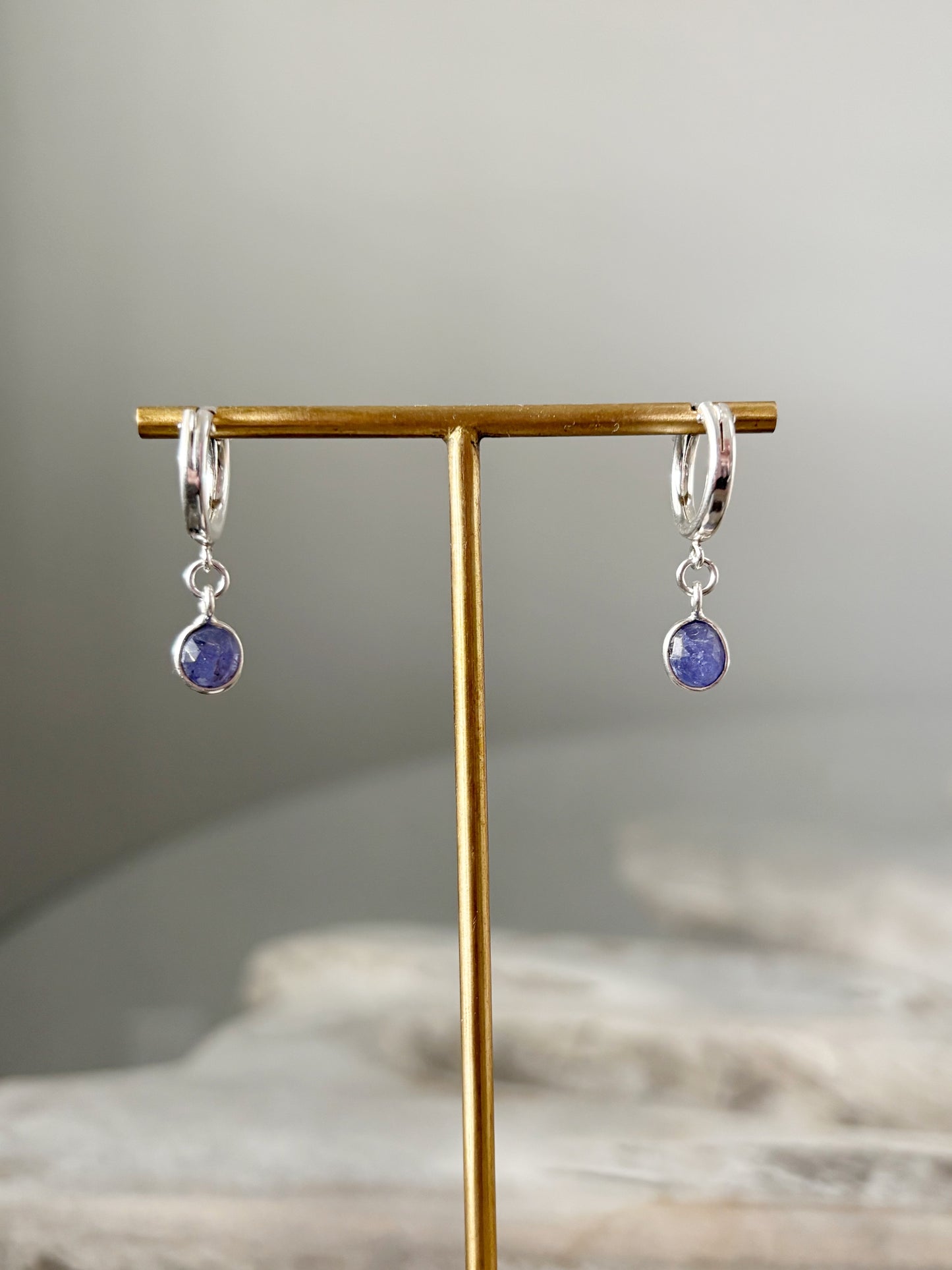 Tanzanite Sterling Hoop Earrings