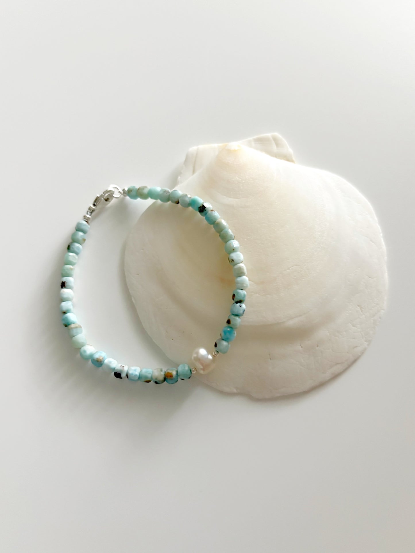 Larimar and Pearl Bracelet