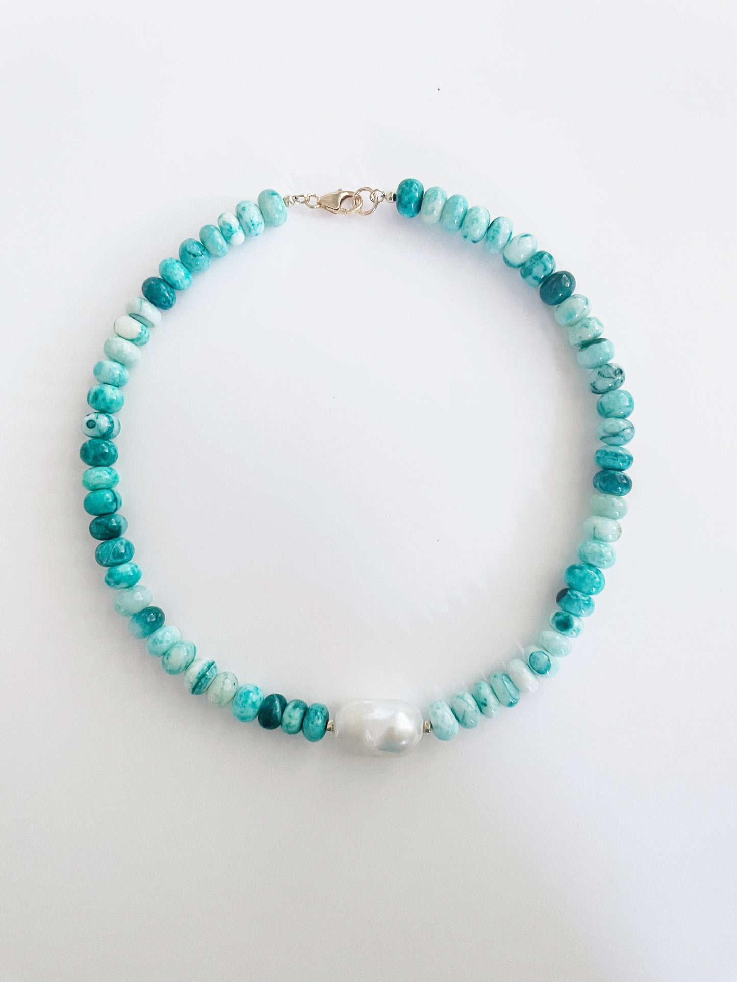 Blue Opal and Pearl Necklace