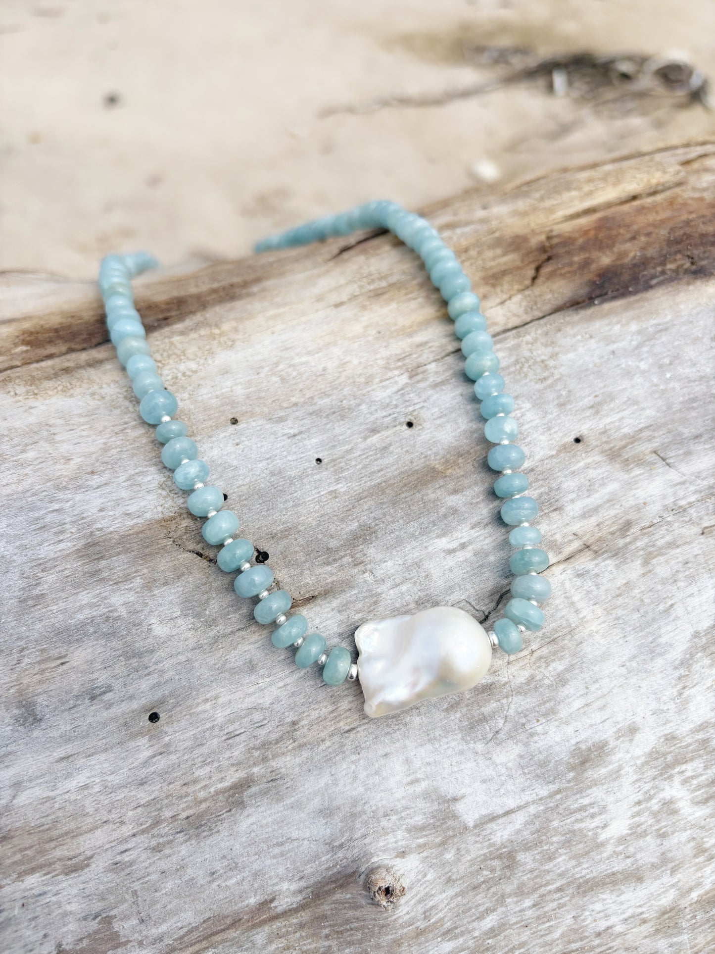 Aquamarine and Pearl Necklace