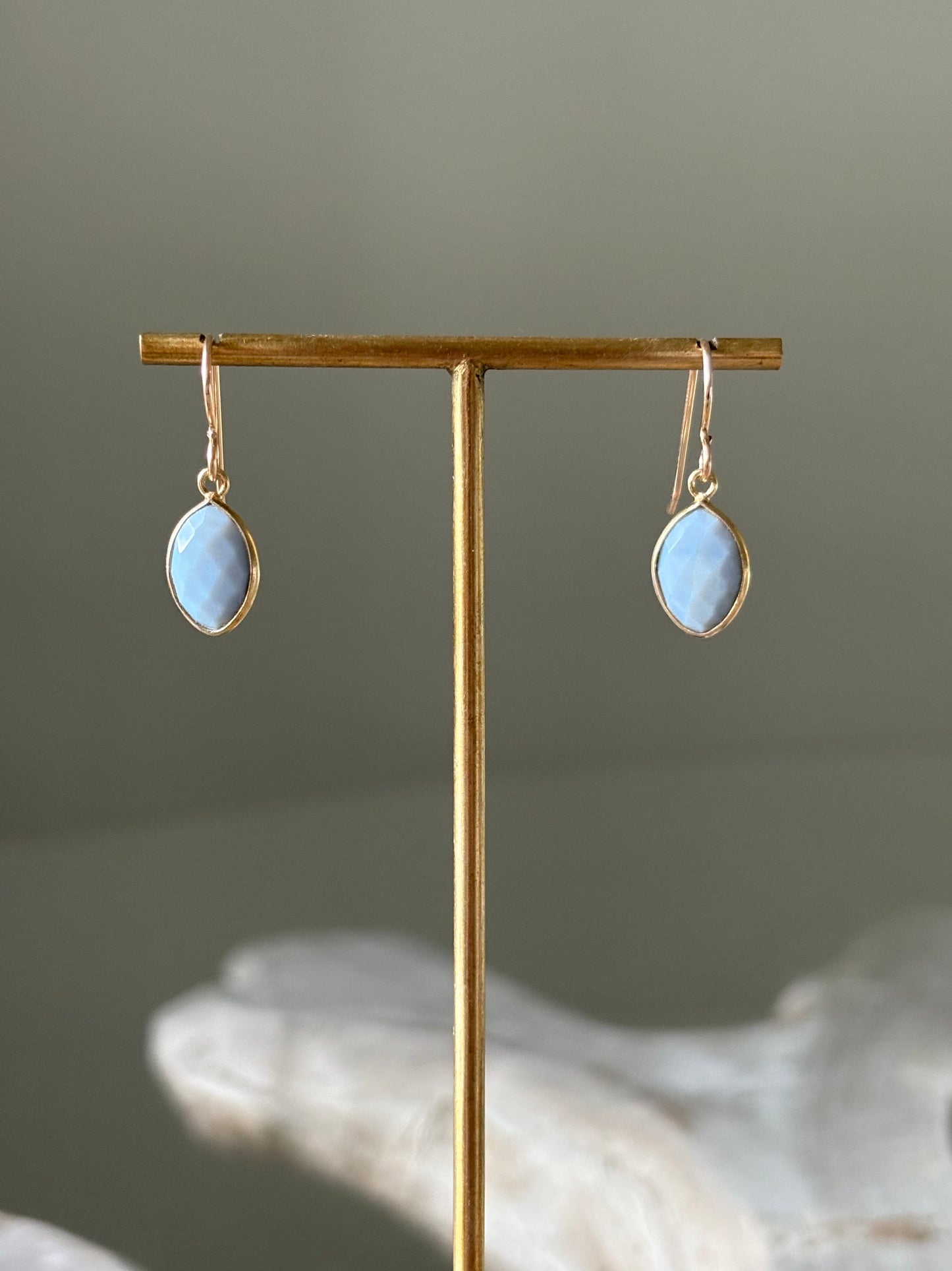 Larimar Gold Earrings