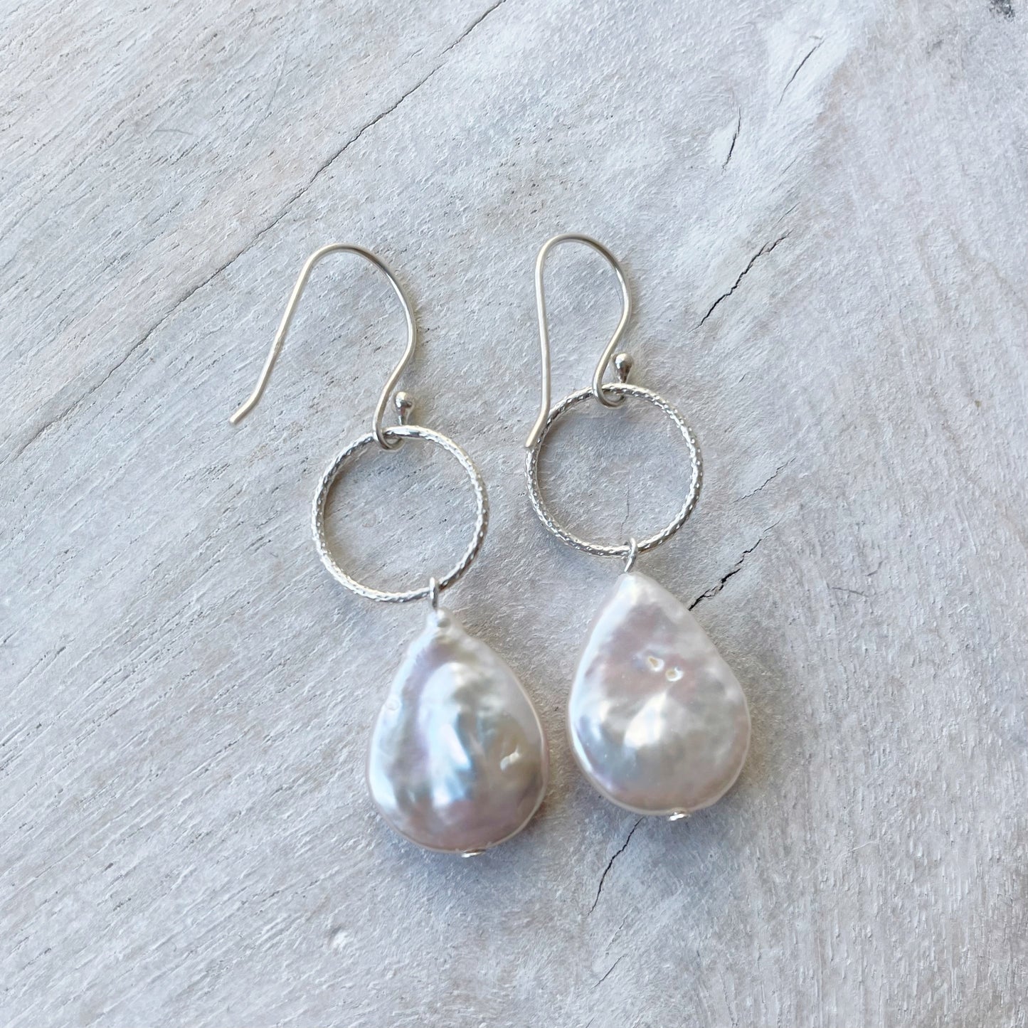 Teardrop Pearl Hoop Earrings