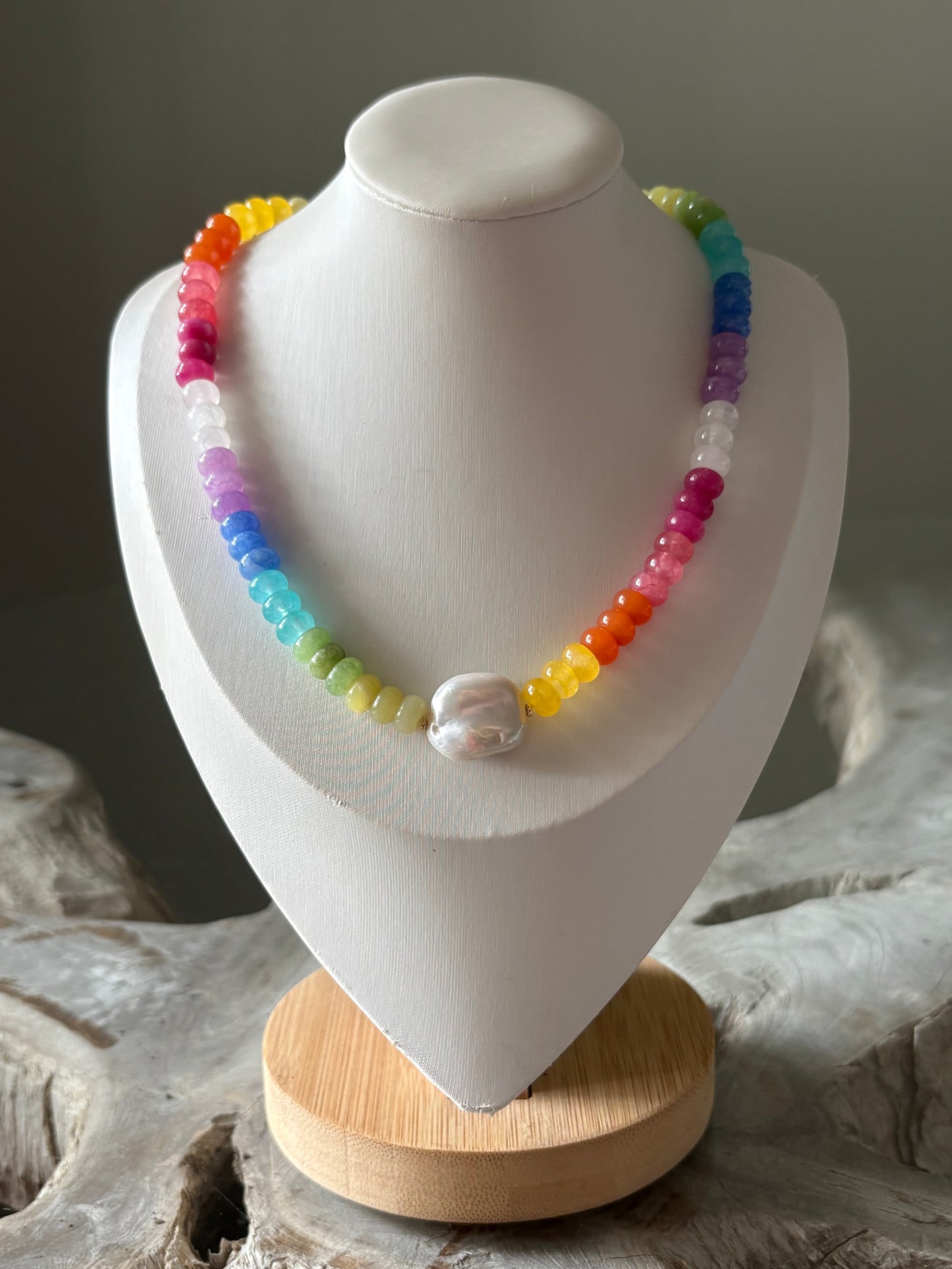 Rainbow and Pearl Necklace