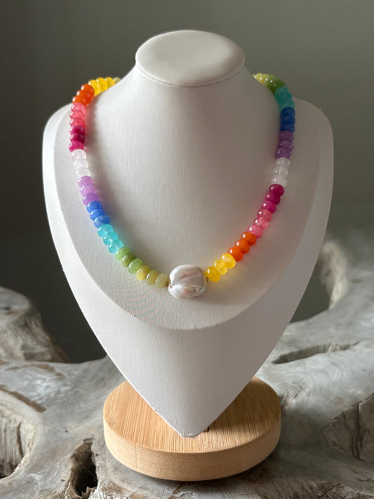 Rainbow and Pearl Necklace