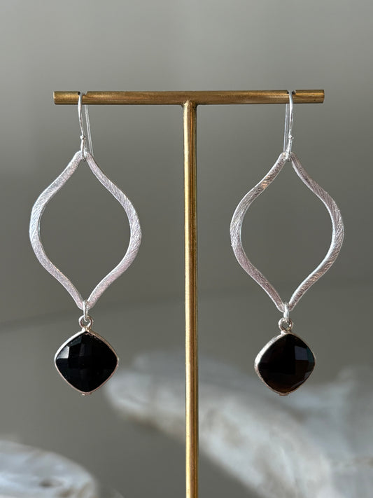 Black Onyx Marquise Earrings
