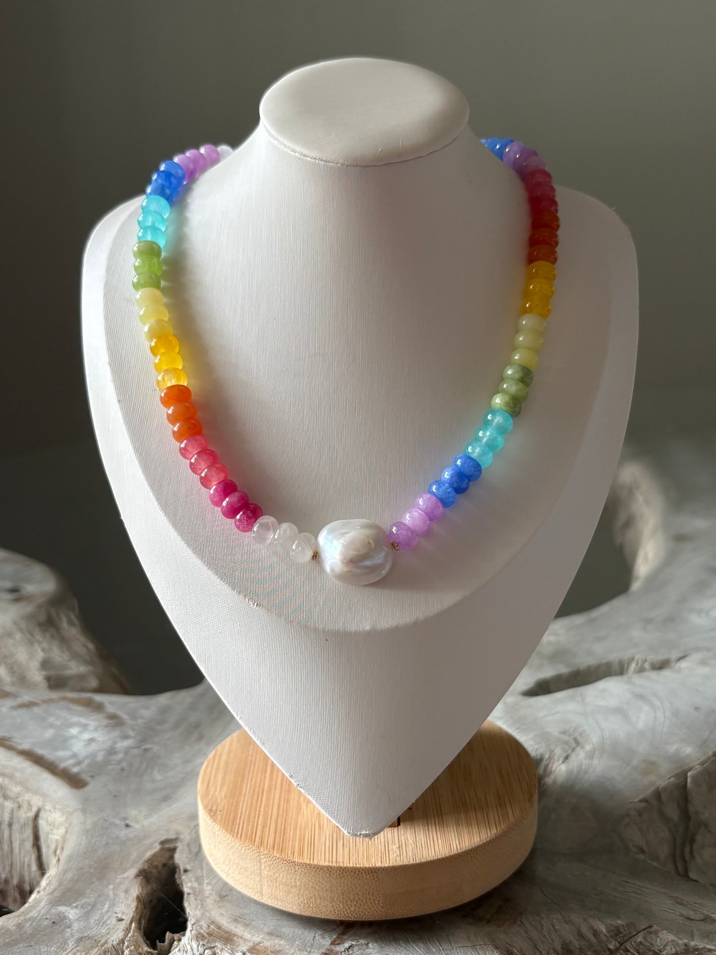 Rainbow and Pearl Necklace
