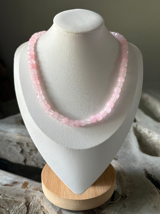 Pink Jade Cube Necklace