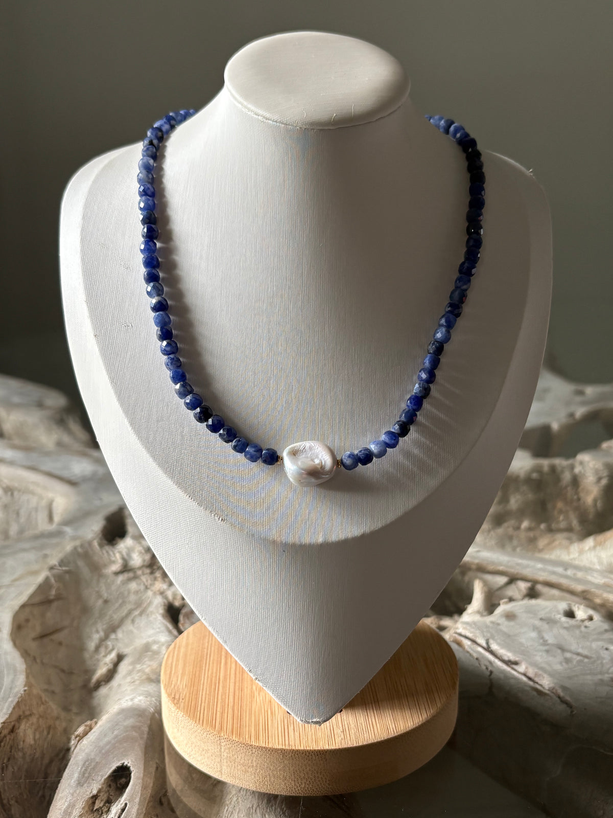 Sodalite and Pearl Necklace