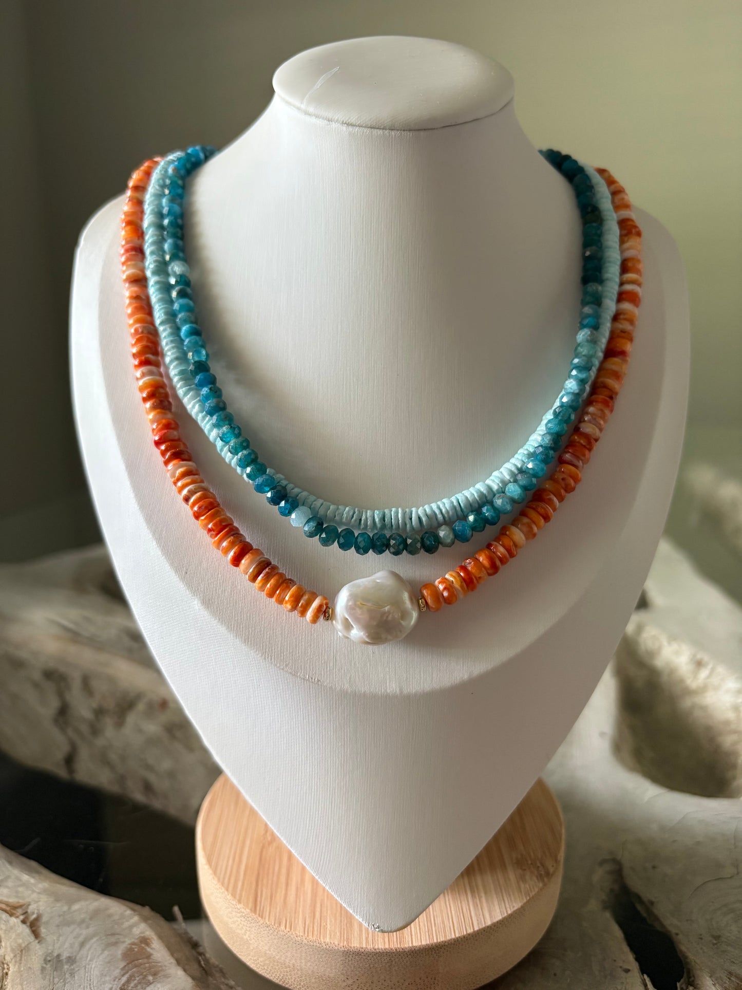 Blue Heishi Shell Necklace
