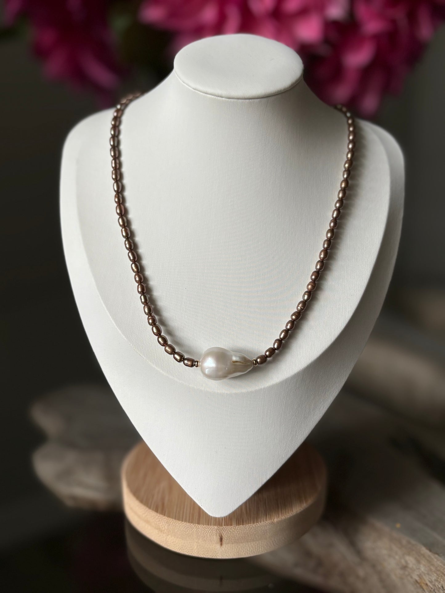 Bronze Pearls and Baroque Pearl Necklace