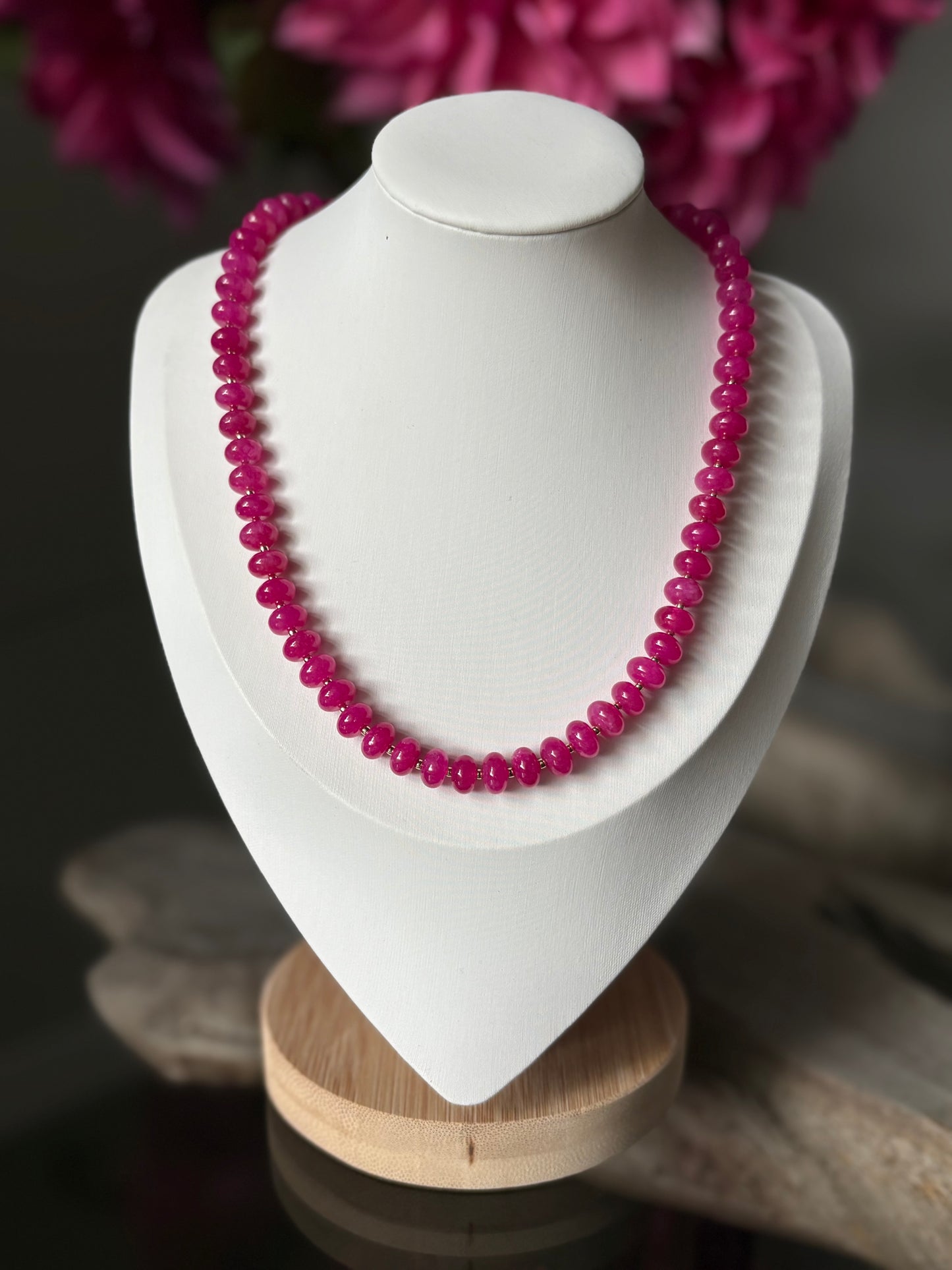 Pink Jade Gold Necklace