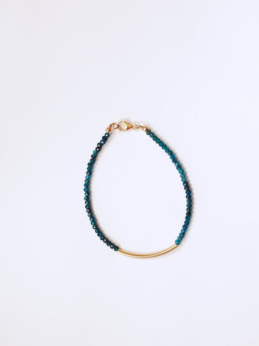 Dark Apatite Gold Bar Bracelet