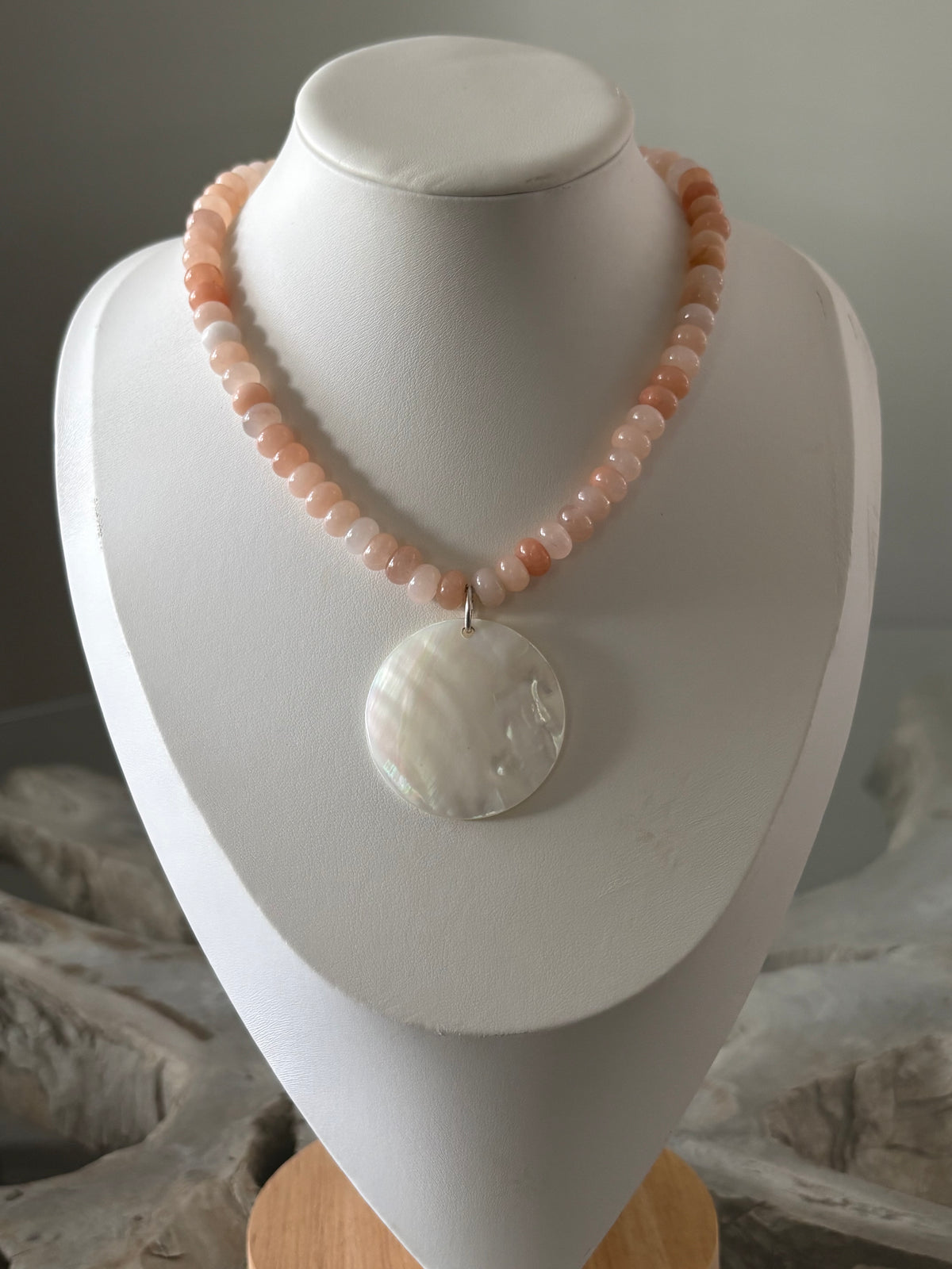 Pink Aventurine and Mother of Pearl Necklace