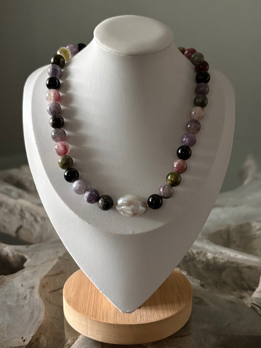 Tourmaline and Pearl Necklace